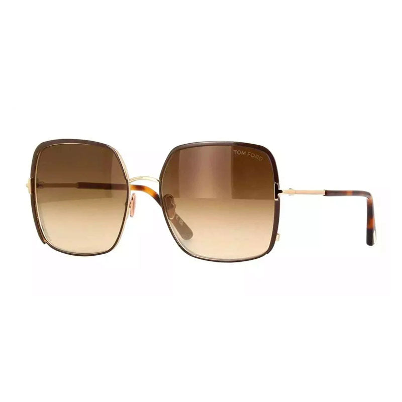 Tom Ford Sunglasses Square Full Rim, Shiny Rose Gold Frame and Violet Lens FT100632Y