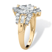 PalmBeach Jewelry 10K Yellow Gold Marquise Cut Cubic Zirconia Halo Engagement Ring Sizes 6-10