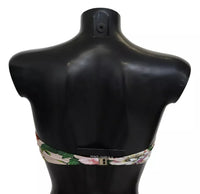 Dolce & Gabbana Pink Floral Print Swimsuit Beachwear Bikini Women's Top