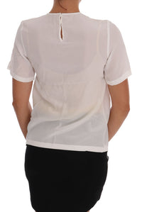 Dolce & Gabbana White Silk ITALIA IS LOVE Blouse Women's T-shirt