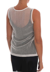Dolce & Gabbana White Net Tank Transparent Women's Top