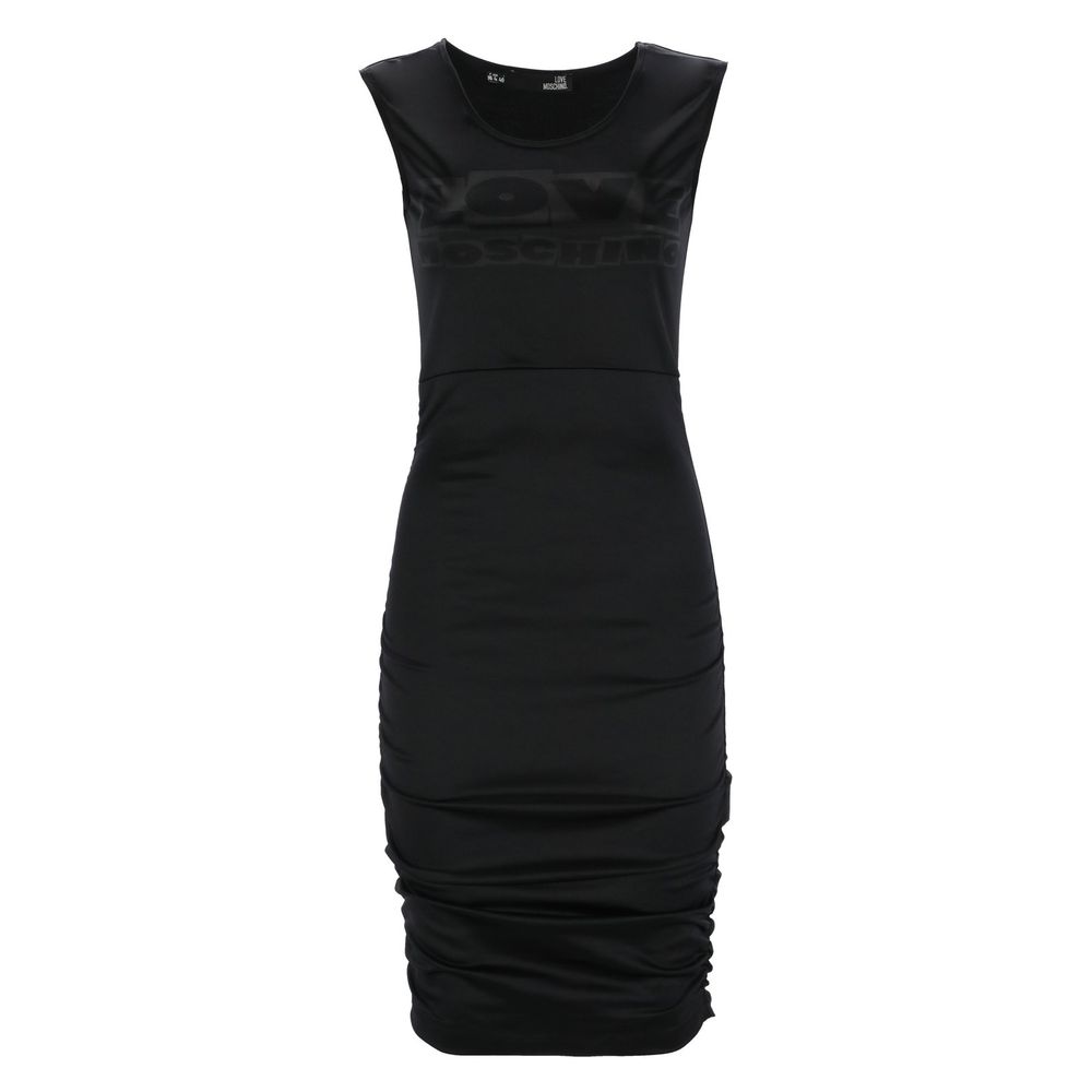 Love Moschino Chic Side-Curled Sleeveless Dress with Women's Logo