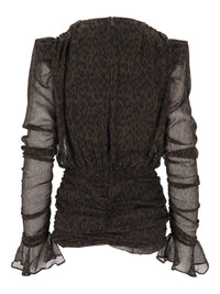 Rotate Women Ruched Leopard-Print Mini Dress