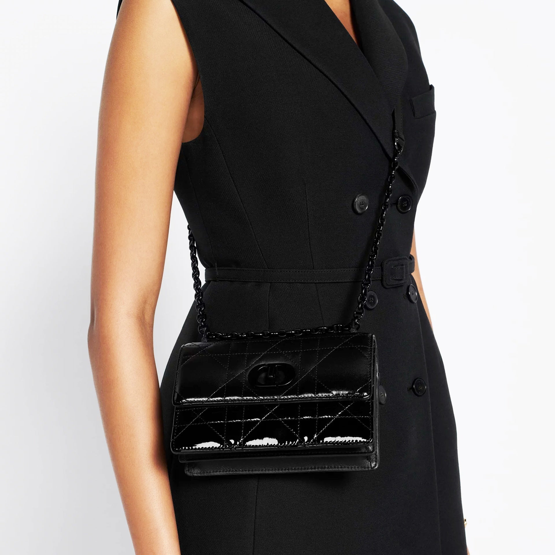 DIOR Dior Caro Patent And Matte Shoulder Bag Women