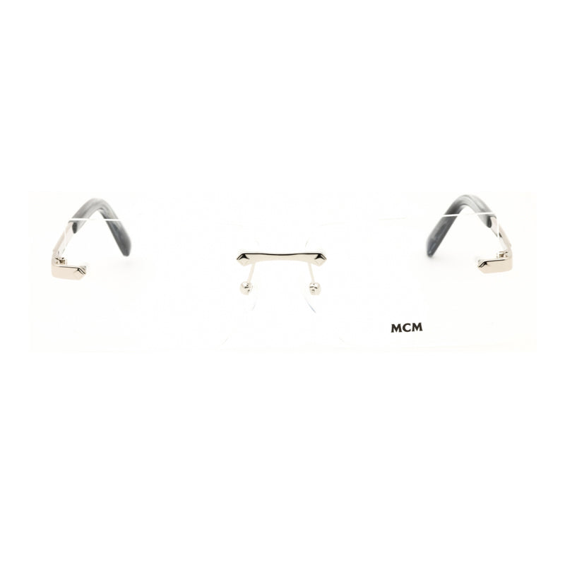 MCM MCM Eyeglasses Rectangle Rimless, Shiny Palladium Frame and Clear Demo Lenses Lens MW5018-H016