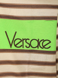 Versace Men Striped Cotton Polo Shirt With Inlay