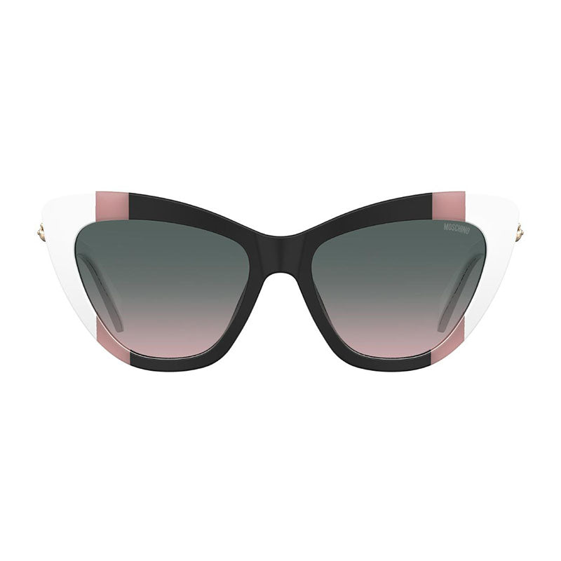 Moschino Sunglasses Cat Eye Full Rim, Black/Pink/White Frame and Green Gradient Pink Lens MOS122/S03H2JP