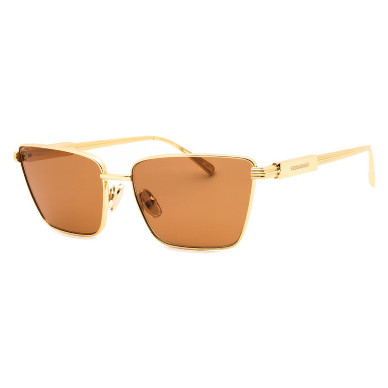 Salvatore Ferragamo Salvatore Ferragamo Sunglasses Cat Eye Full Rim, Gold Frame and Grey Lens SF331S738