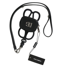 Dolce & Gabbana Dolce & Gabbana Black Calfskin Leather DG Logo Coin Purse Lanyard Men's Wallet