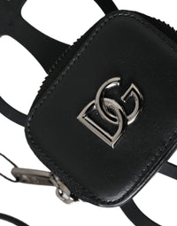 Dolce & Gabbana Dolce & Gabbana Black Calfskin Leather DG Logo Coin Purse Lanyard Men's Wallet