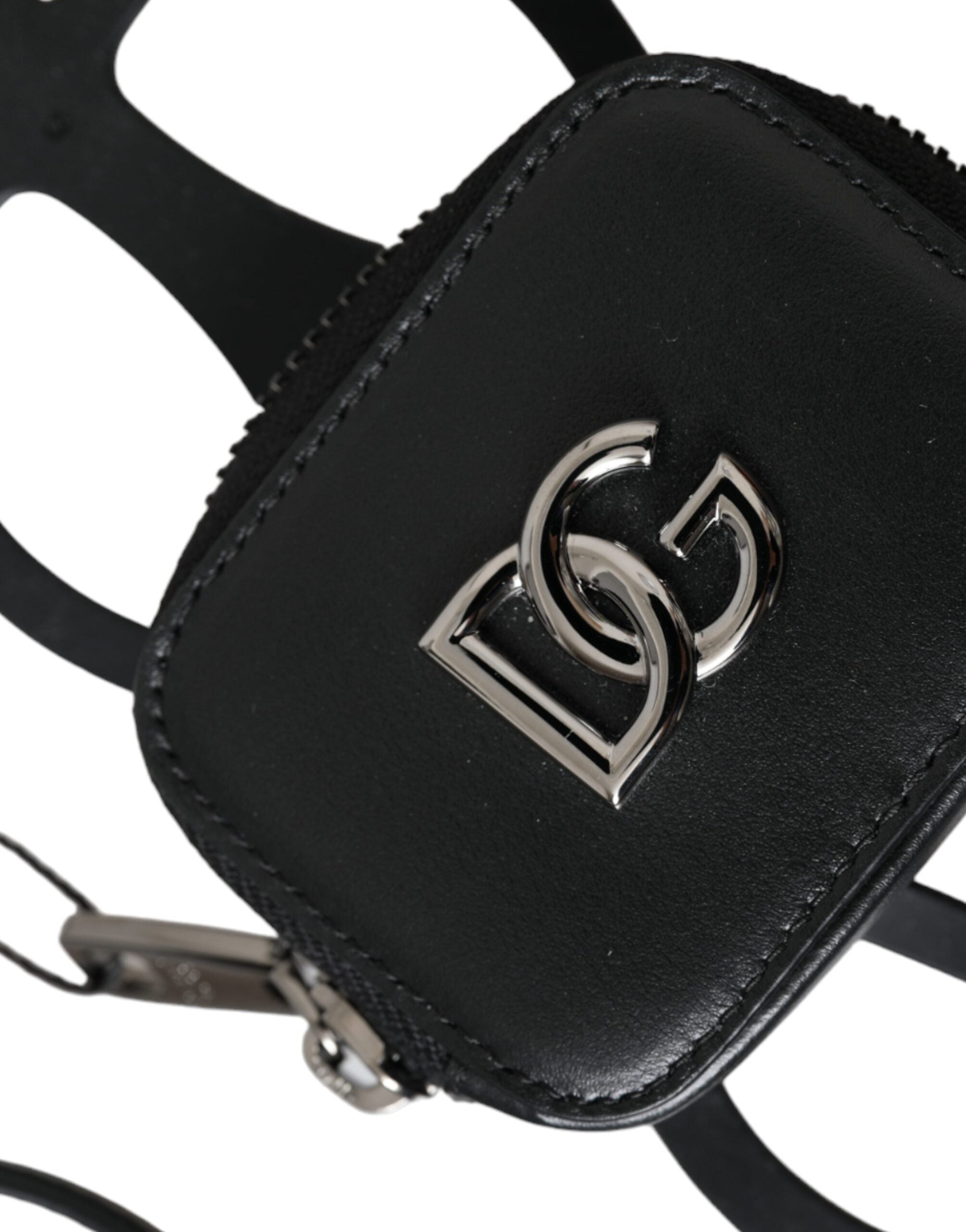 Dolce & Gabbana Dolce & Gabbana Black Calfskin Leather DG Logo Coin Purse Lanyard Men's Wallet