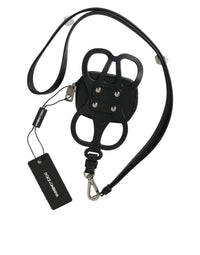 Dolce & Gabbana Dolce & Gabbana Black Calfskin Leather DG Logo Coin Purse Lanyard Men's Wallet