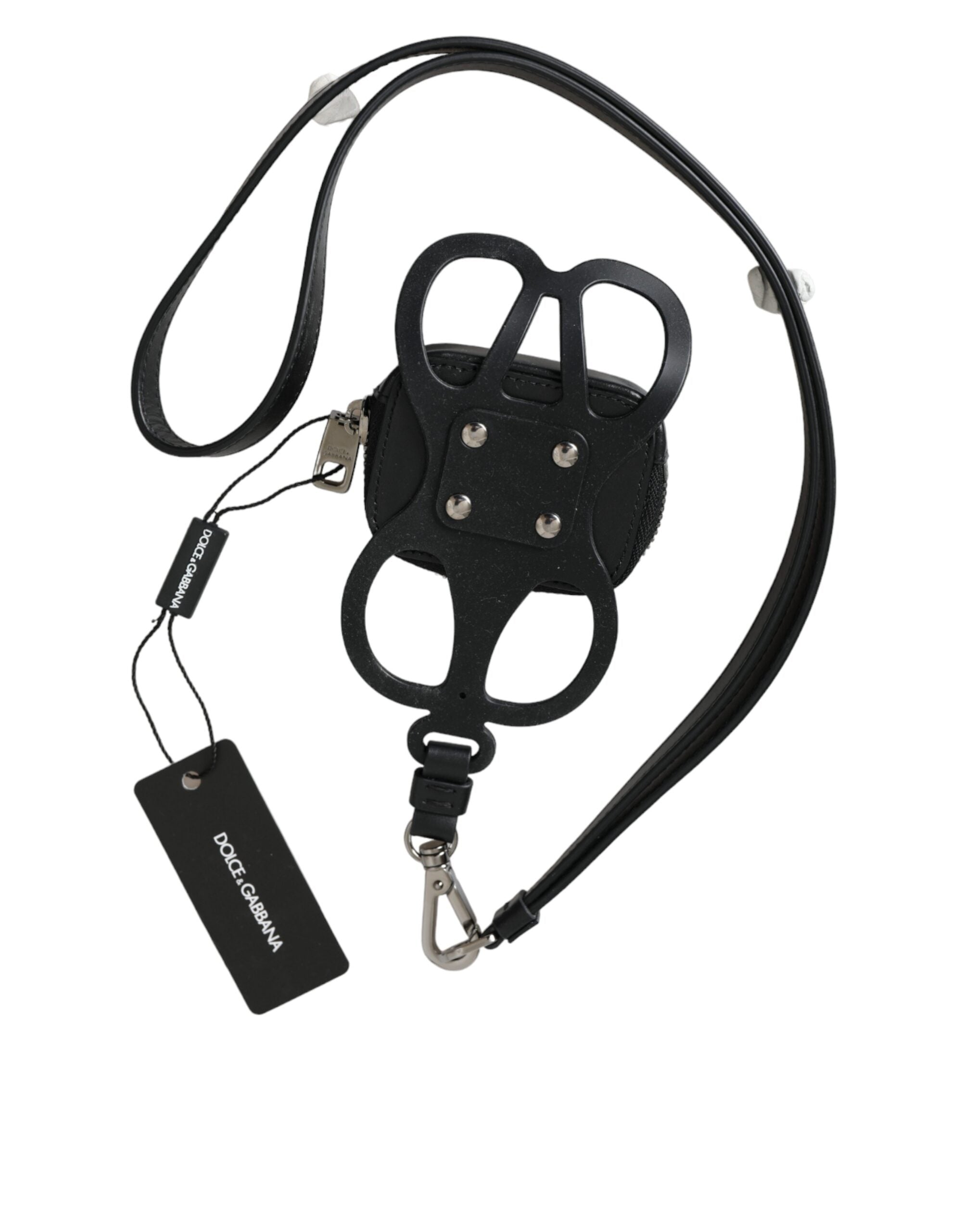 Dolce & Gabbana Dolce & Gabbana Black Calfskin Leather DG Logo Coin Purse Lanyard Men's Wallet