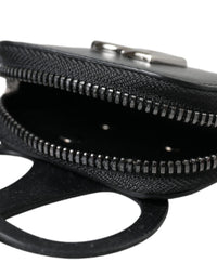 Dolce & Gabbana Dolce & Gabbana Black Calfskin Leather DG Logo Coin Purse Lanyard Men's Wallet