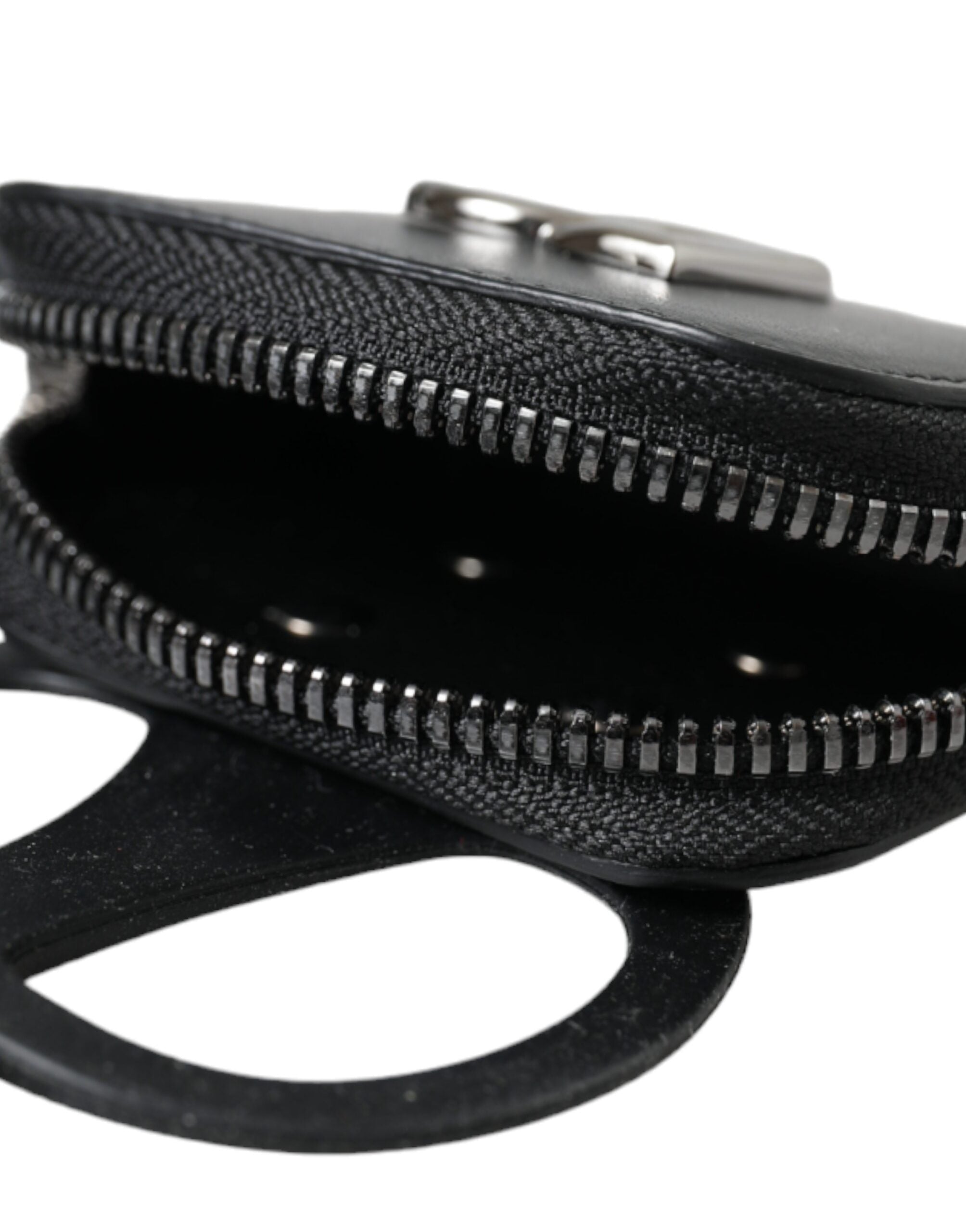 Dolce & Gabbana Dolce & Gabbana Black Calfskin Leather DG Logo Coin Purse Lanyard Men's Wallet