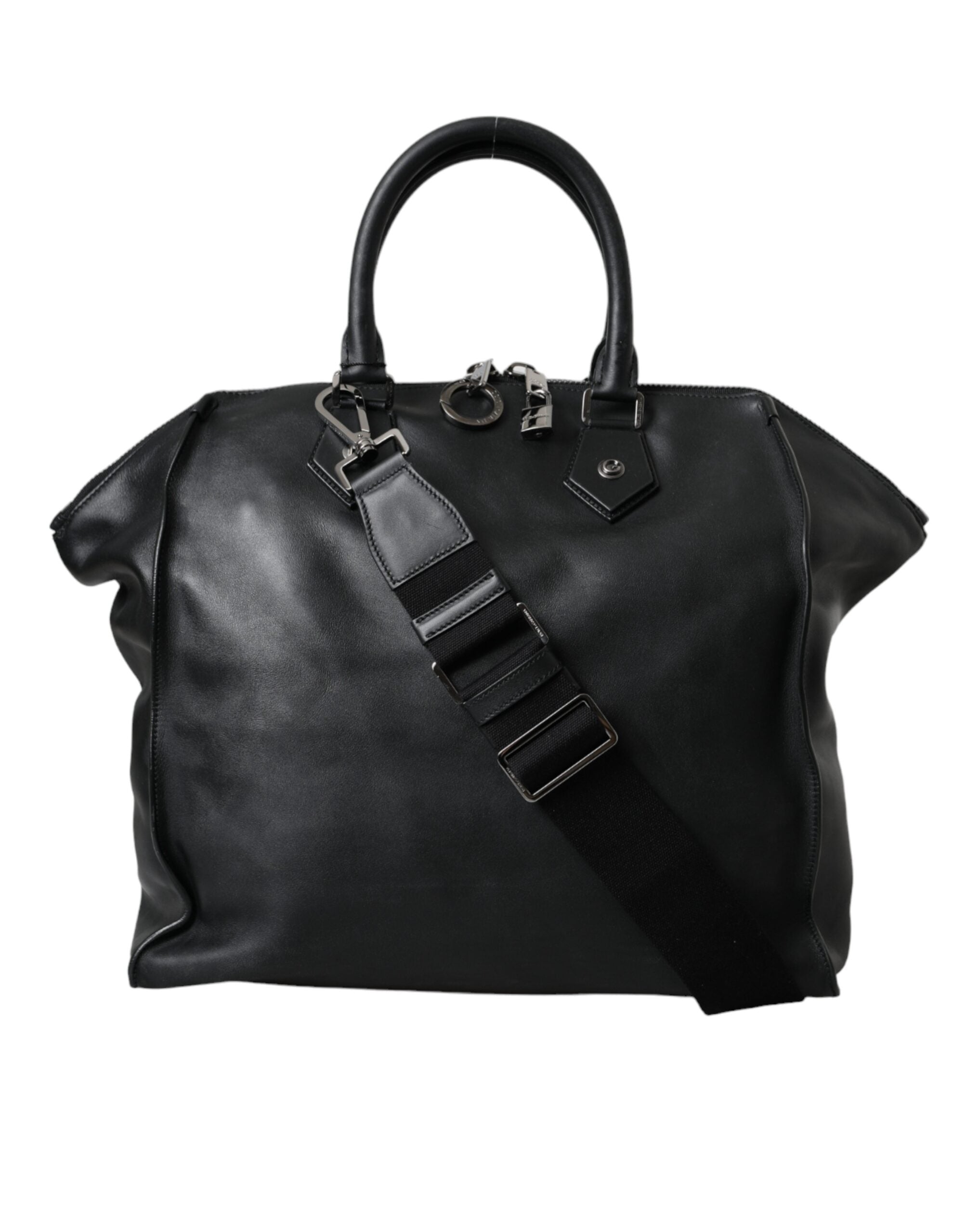 Dolce & Gabbana Black Washed Calfskin Biker Style Shopper Men's Bag (Pre-Owned)
