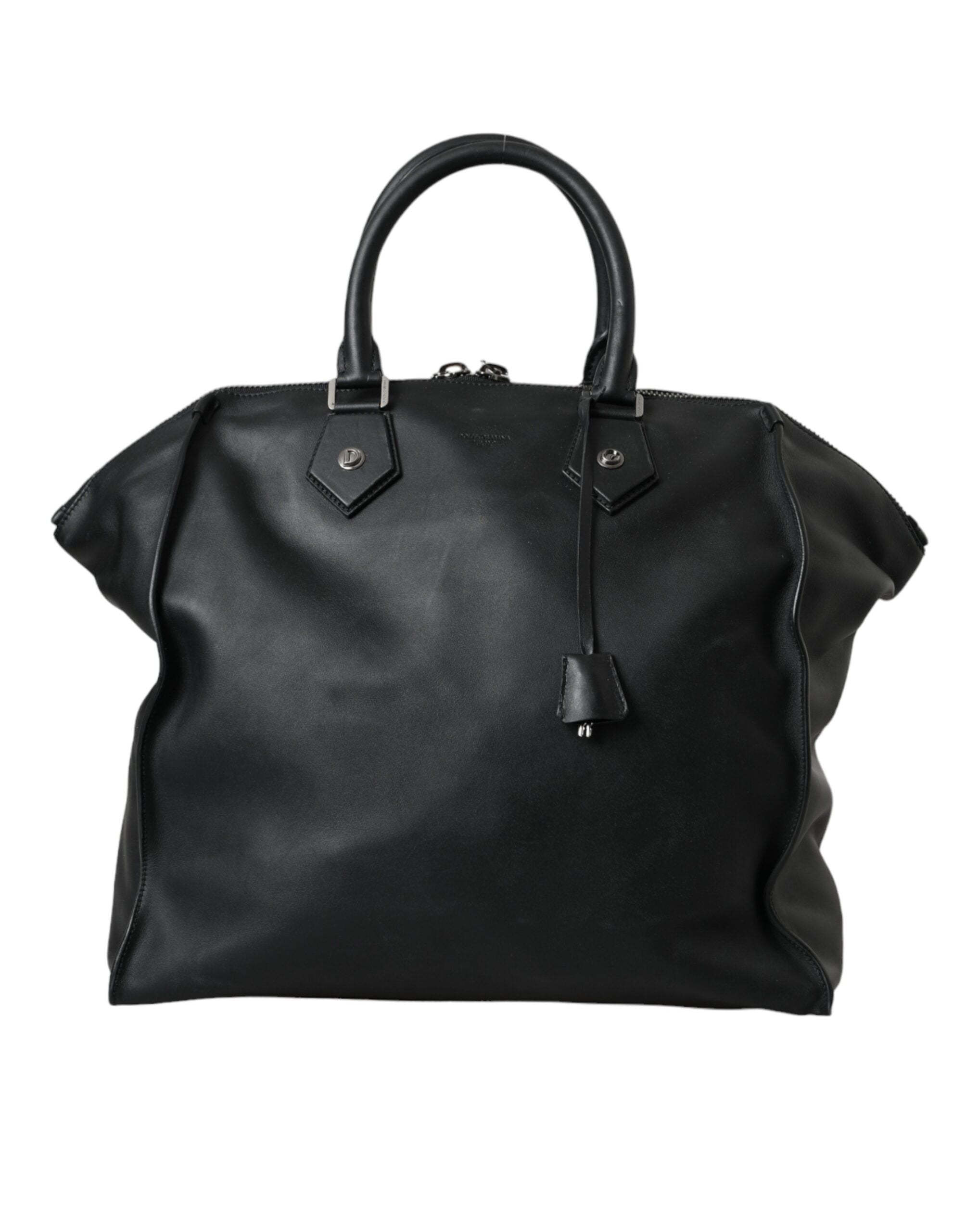 Dolce & Gabbana Black Washed Calfskin Biker Style Shopper Men's Bag (Pre-Owned)