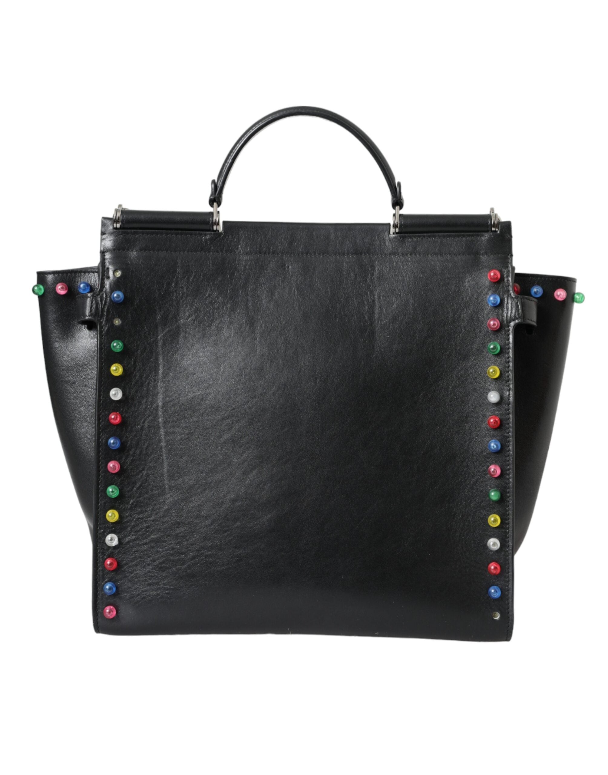 Dolce & Gabbana Black SICILY Leather LED Top Handle Shoulder Women's Bag (Pre-Owned)