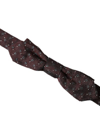 Dolce & Gabbana Dolce & Gabbana Maroon Silk Patterned Adjustable Neck Papillon Bow Men's Tie