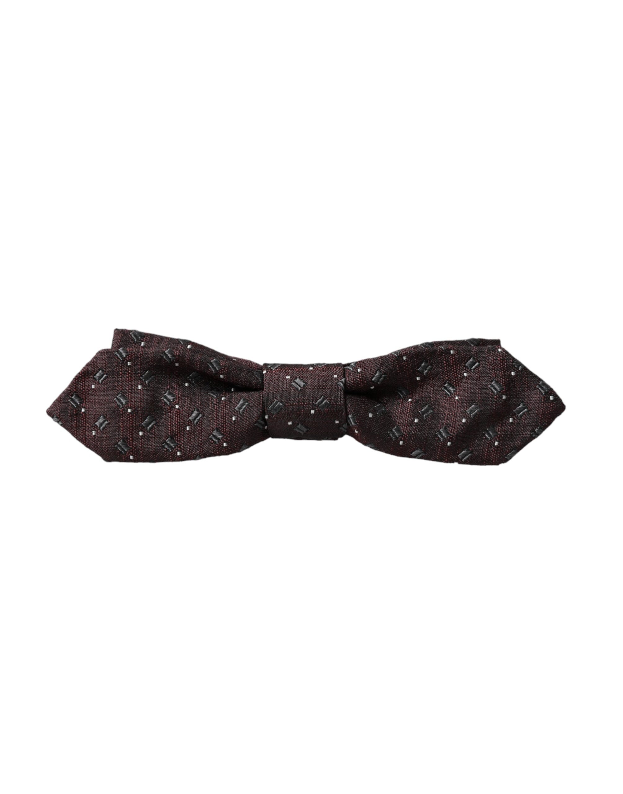 Dolce & Gabbana Dolce & Gabbana Maroon Silk Patterned Adjustable Neck Papillon Bow Men's Tie