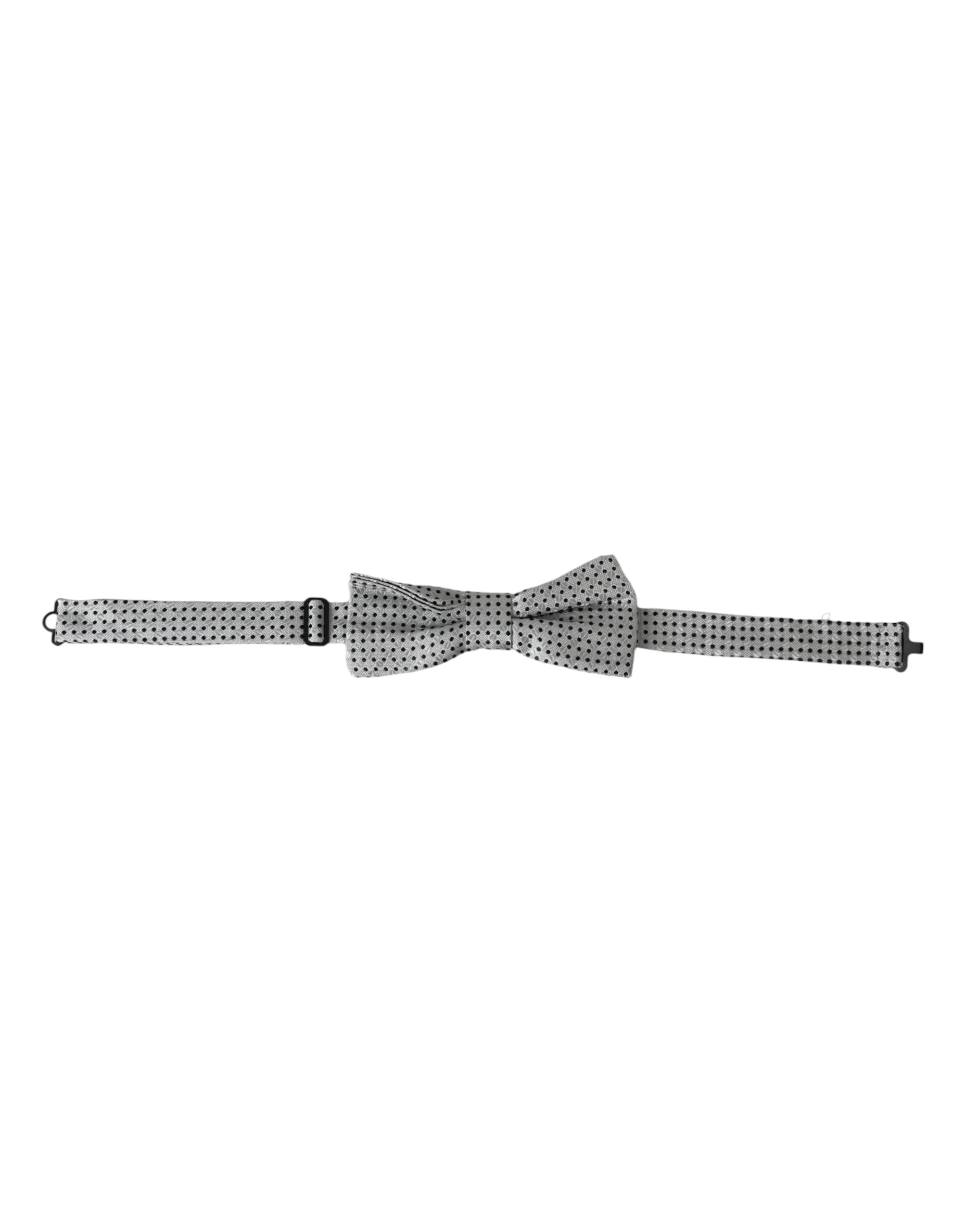 Dolce & Gabbana Dolce & Gabbana Gray Silk Polka Dot Adjustable Neck Men Papillon Bow Men's Tie