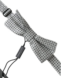 Dolce & Gabbana Dolce & Gabbana Gray Silk Polka Dot Adjustable Neck Men Papillon Bow Men's Tie