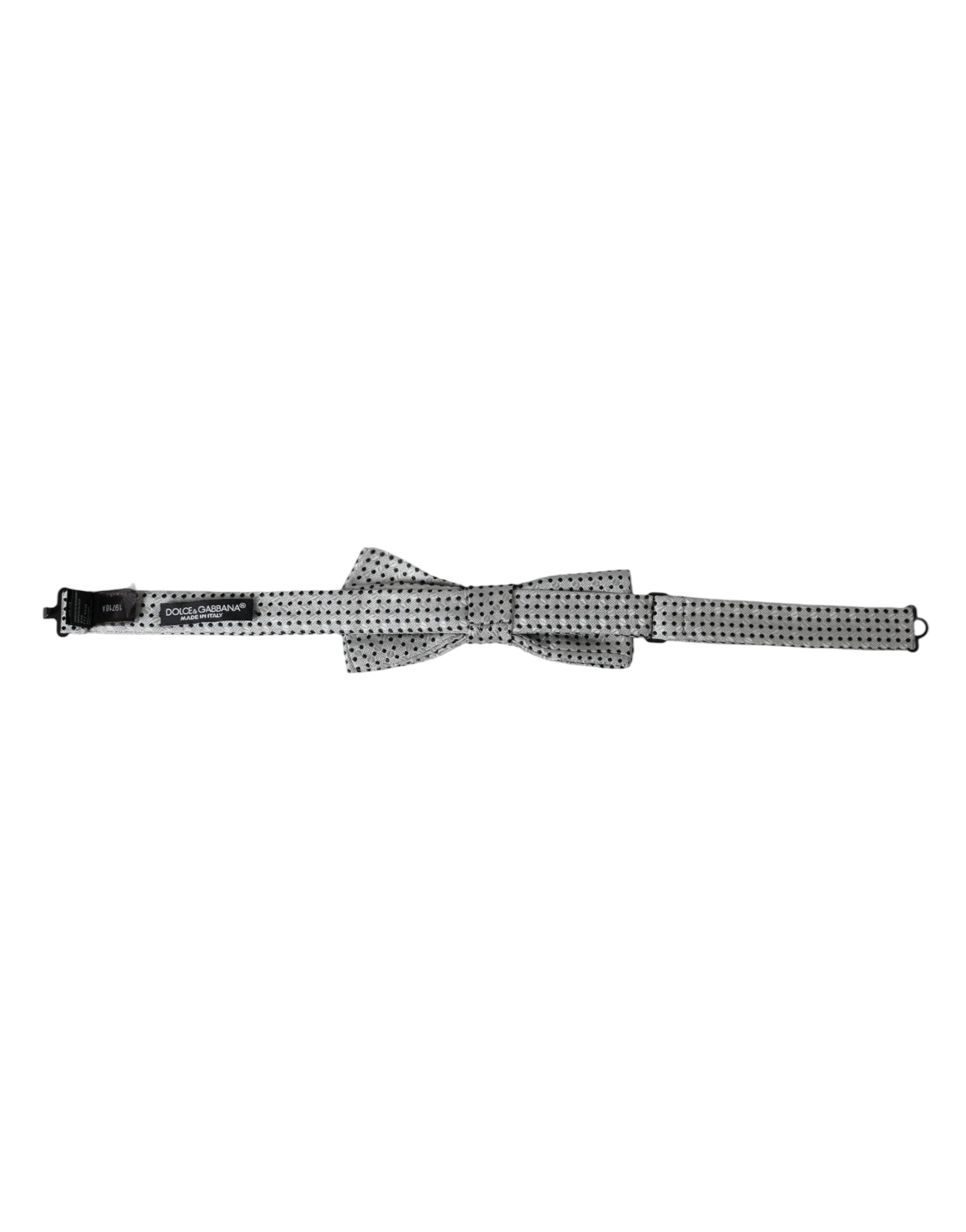 Dolce & Gabbana Dolce & Gabbana Gray Silk Polka Dot Adjustable Neck Men Papillon Bow Men's Tie