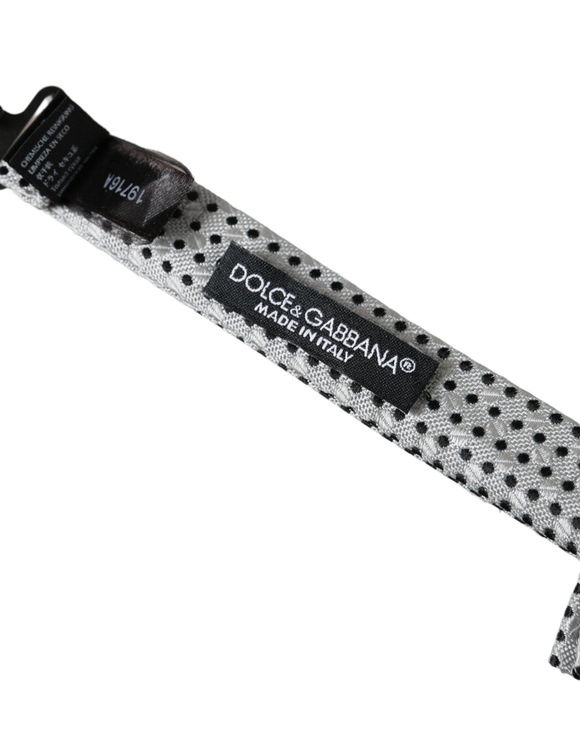 Dolce & Gabbana Dolce & Gabbana Gray Silk Polka Dot Adjustable Neck Men Papillon Bow Men's Tie