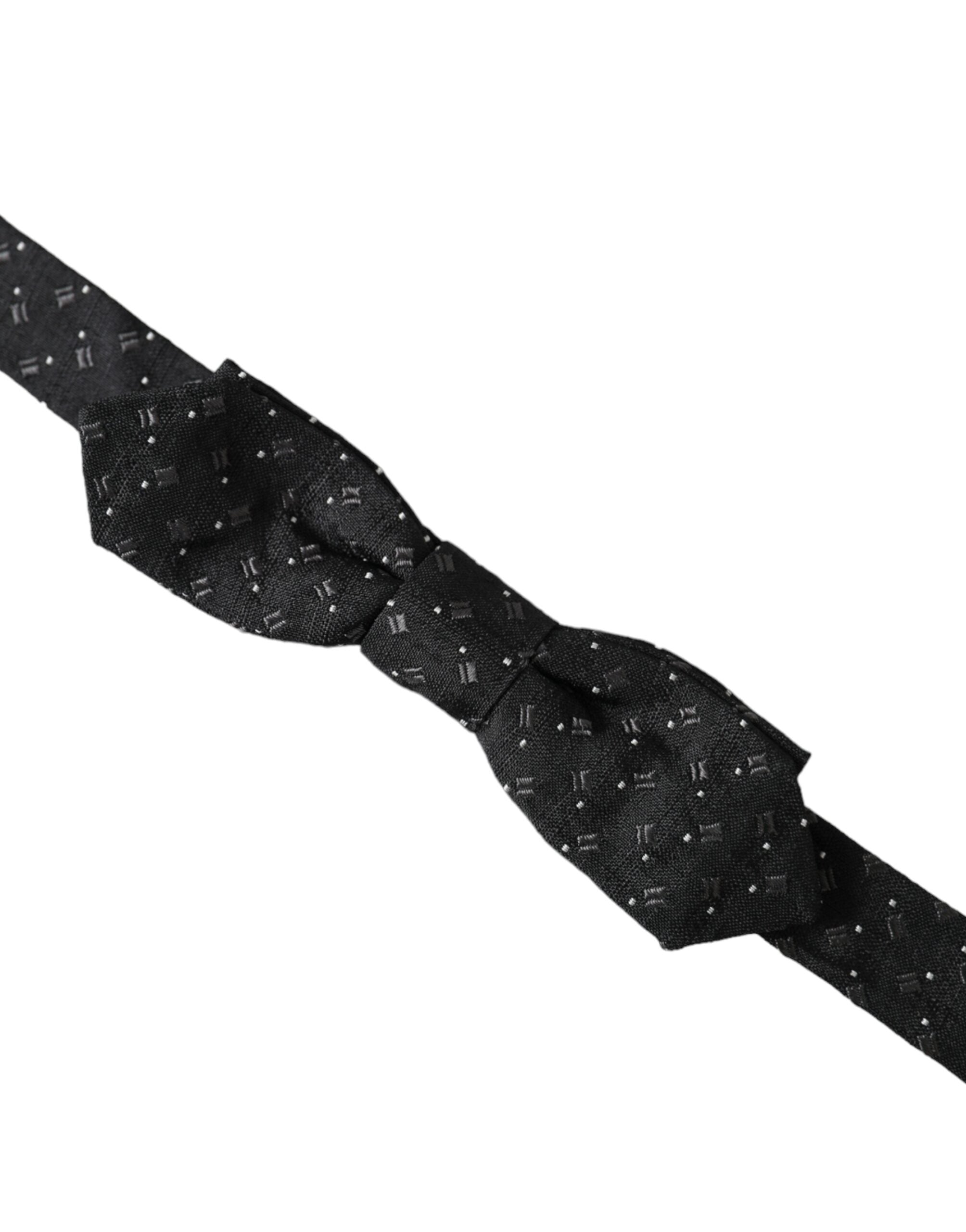 Dolce & Gabbana Dolce & Gabbana Black Silk Patterned Adjustable Neck Men Papillon Bow Men's Tie