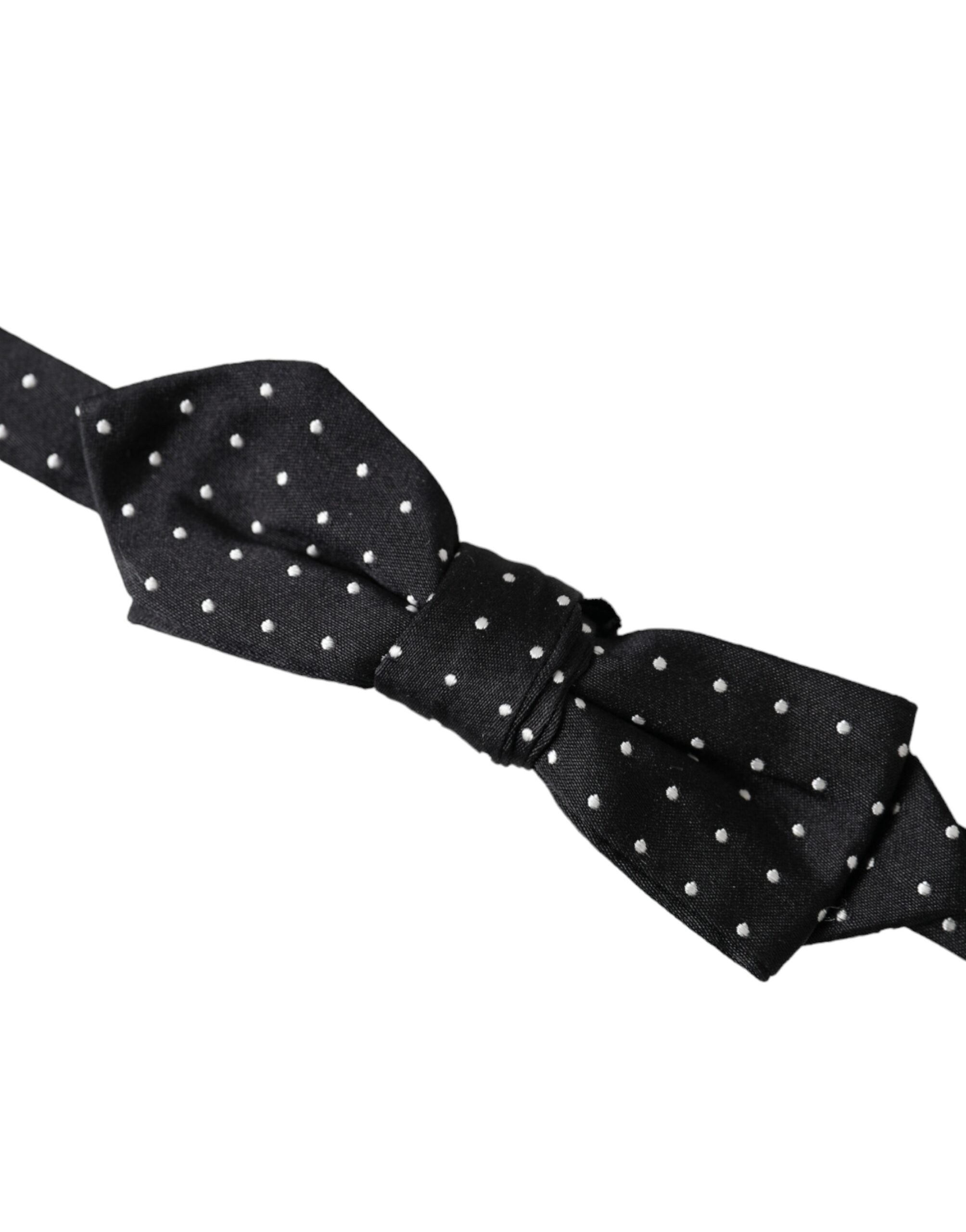 Dolce & Gabbana Dolce & Gabbana Black Silk Polka Dot Adjustable Neck Men Papillon Bow Men's Tie