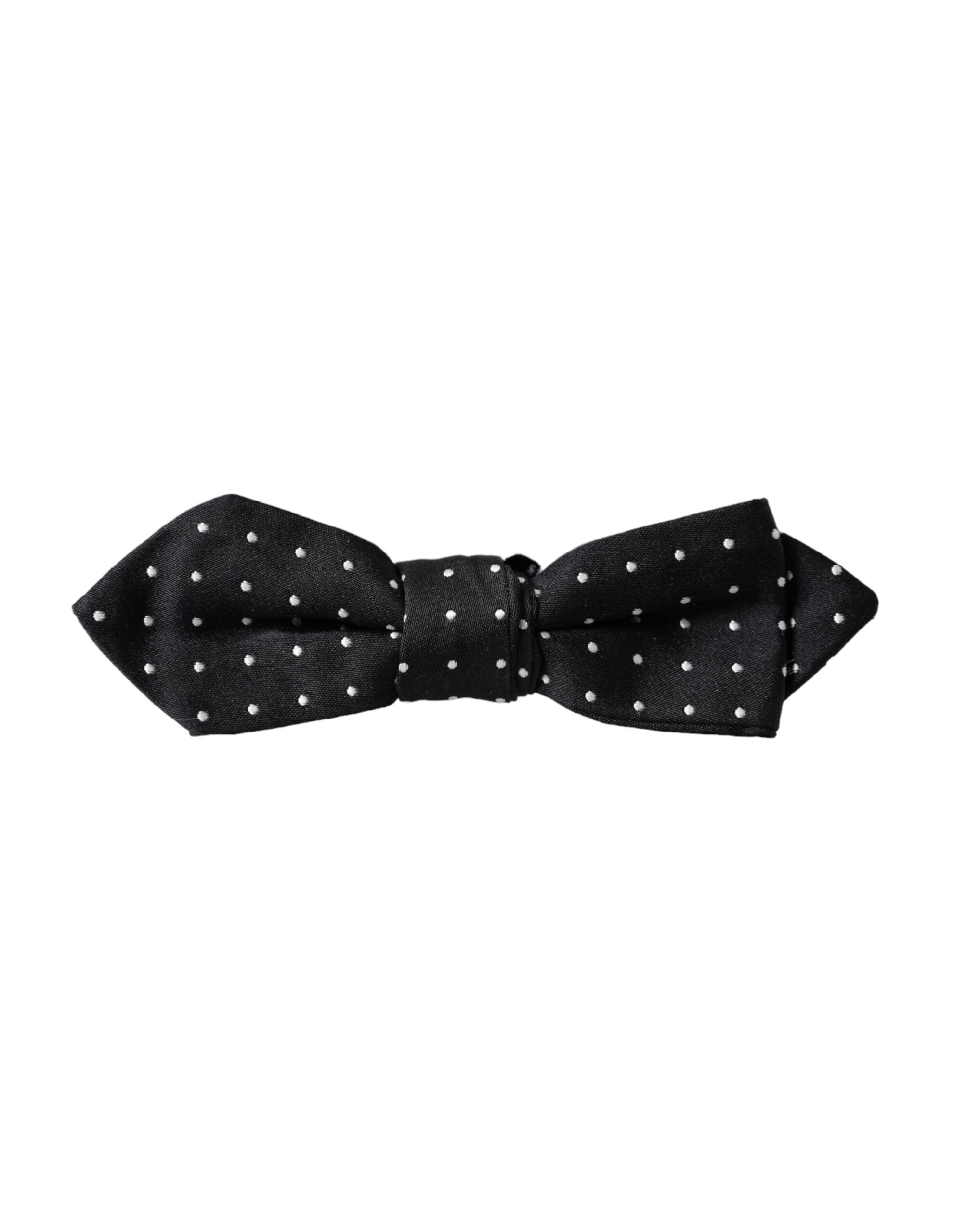 Dolce & Gabbana Dolce & Gabbana Black Silk Polka Dot Adjustable Neck Men Papillon Bow Men's Tie