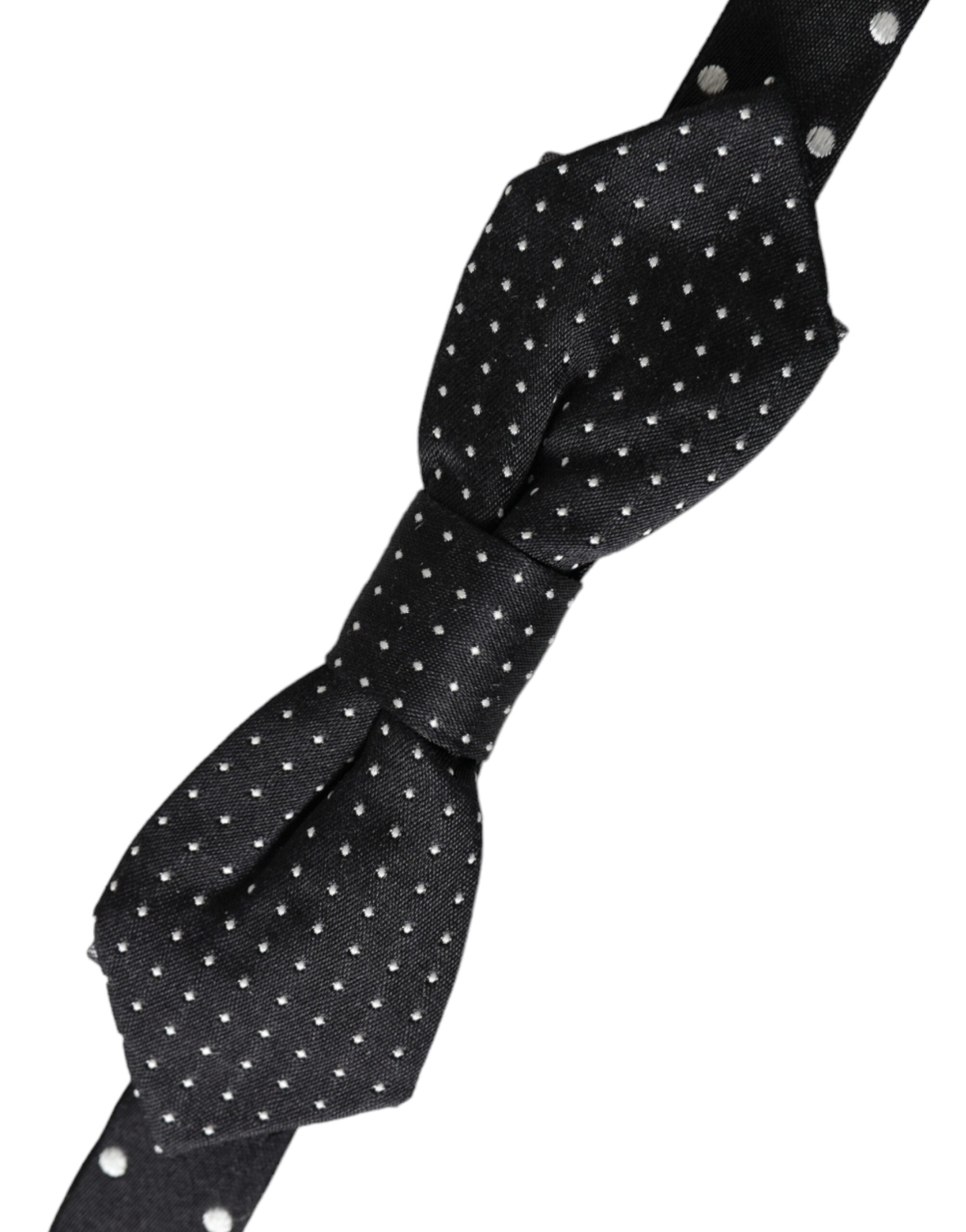 Dolce & Gabbana Dolce & Gabbana Black Silk Polka Dot Adjustable Neck Men Papillon Bow Men's Tie