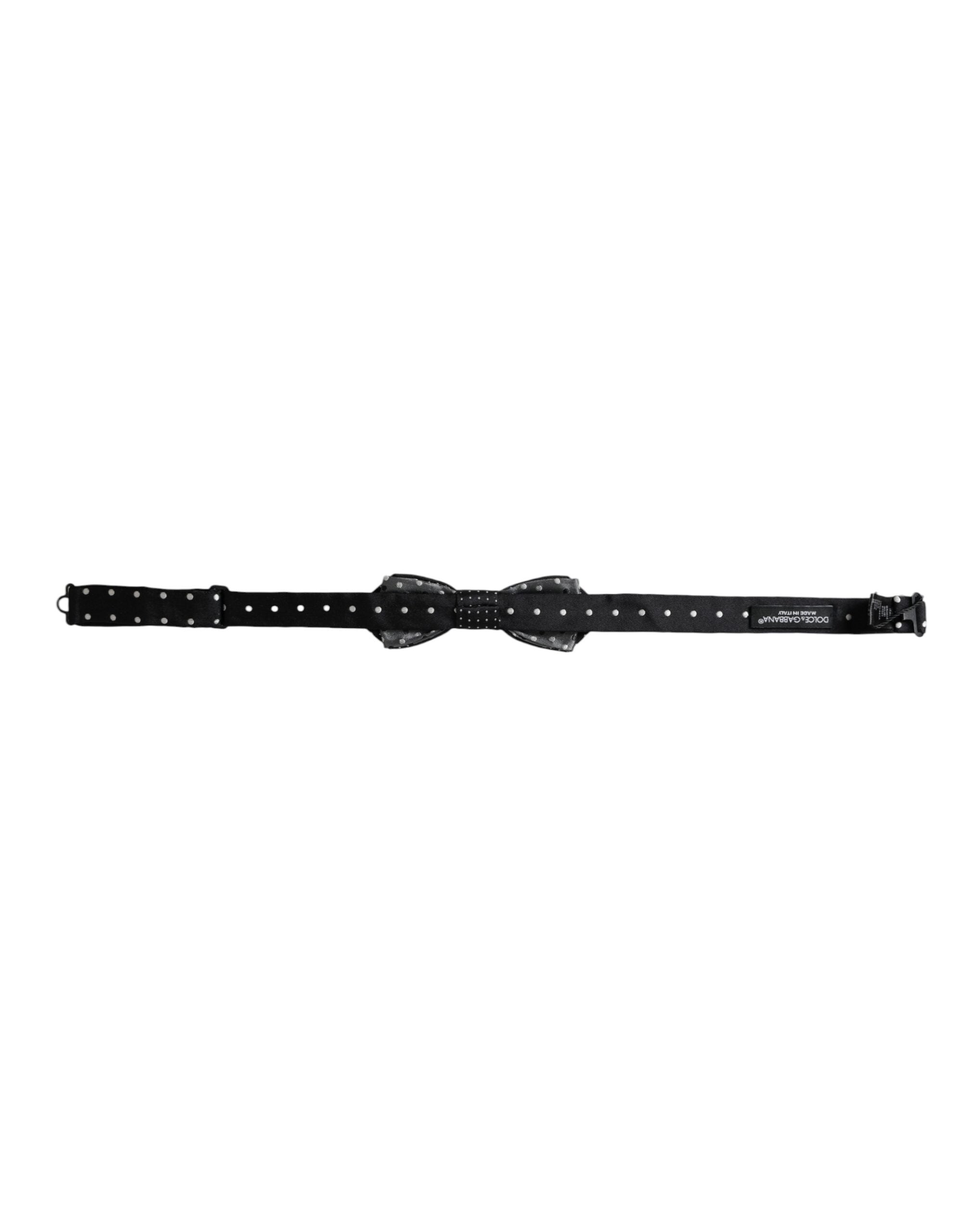 Dolce & Gabbana Dolce & Gabbana Black Silk Polka Dot Adjustable Neck Men Papillon Bow Men's Tie