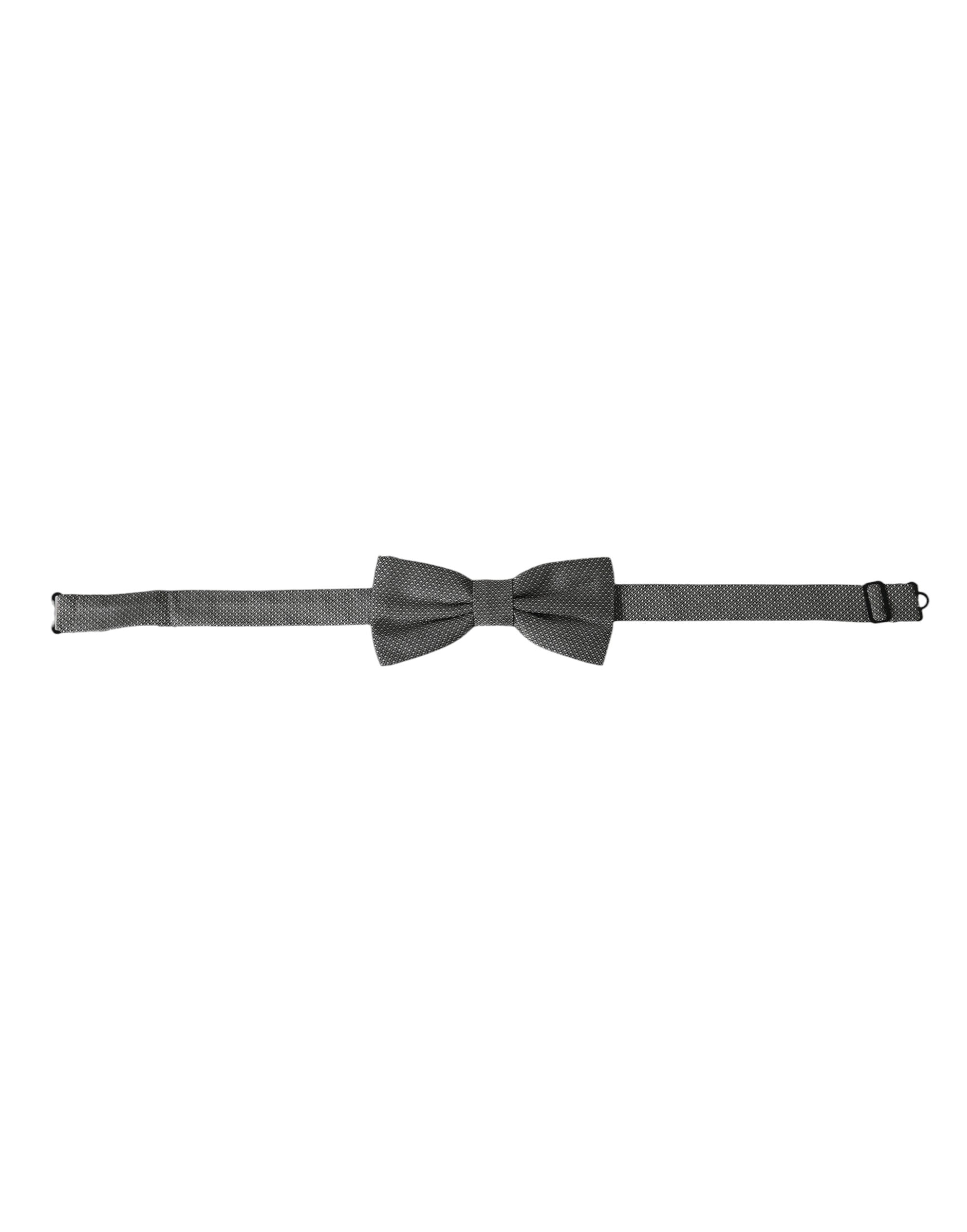Dolce & Gabbana Dolce & Gabbana Gray Silk Patterned Adjustable Neck Men Papillon Bow Men's Tie