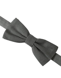 Dolce & Gabbana Dolce & Gabbana Gray Silk Patterned Adjustable Neck Men Papillon Bow Men's Tie