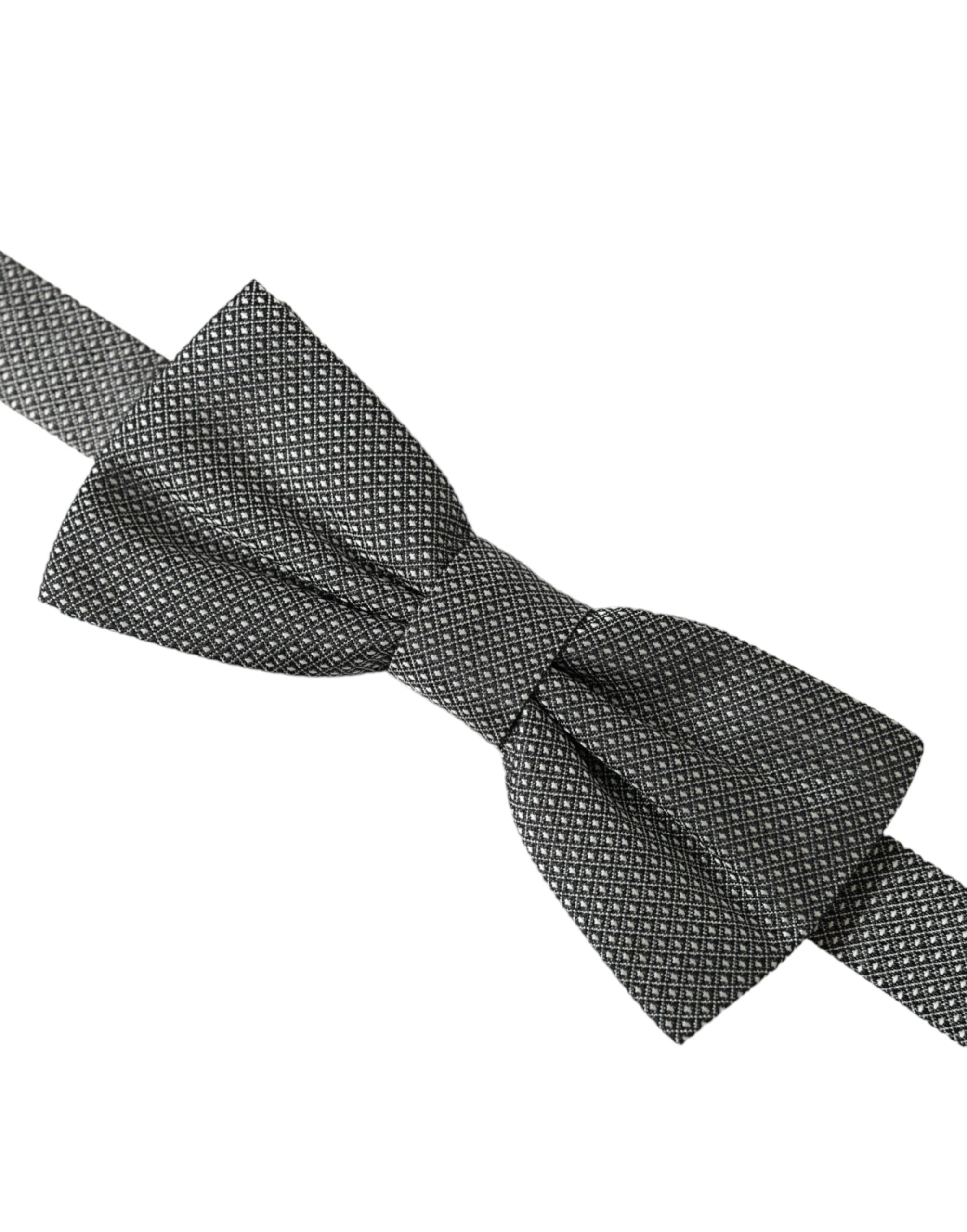 Dolce & Gabbana Dolce & Gabbana Gray Silk Patterned Adjustable Neck Men Papillon Bow Men's Tie