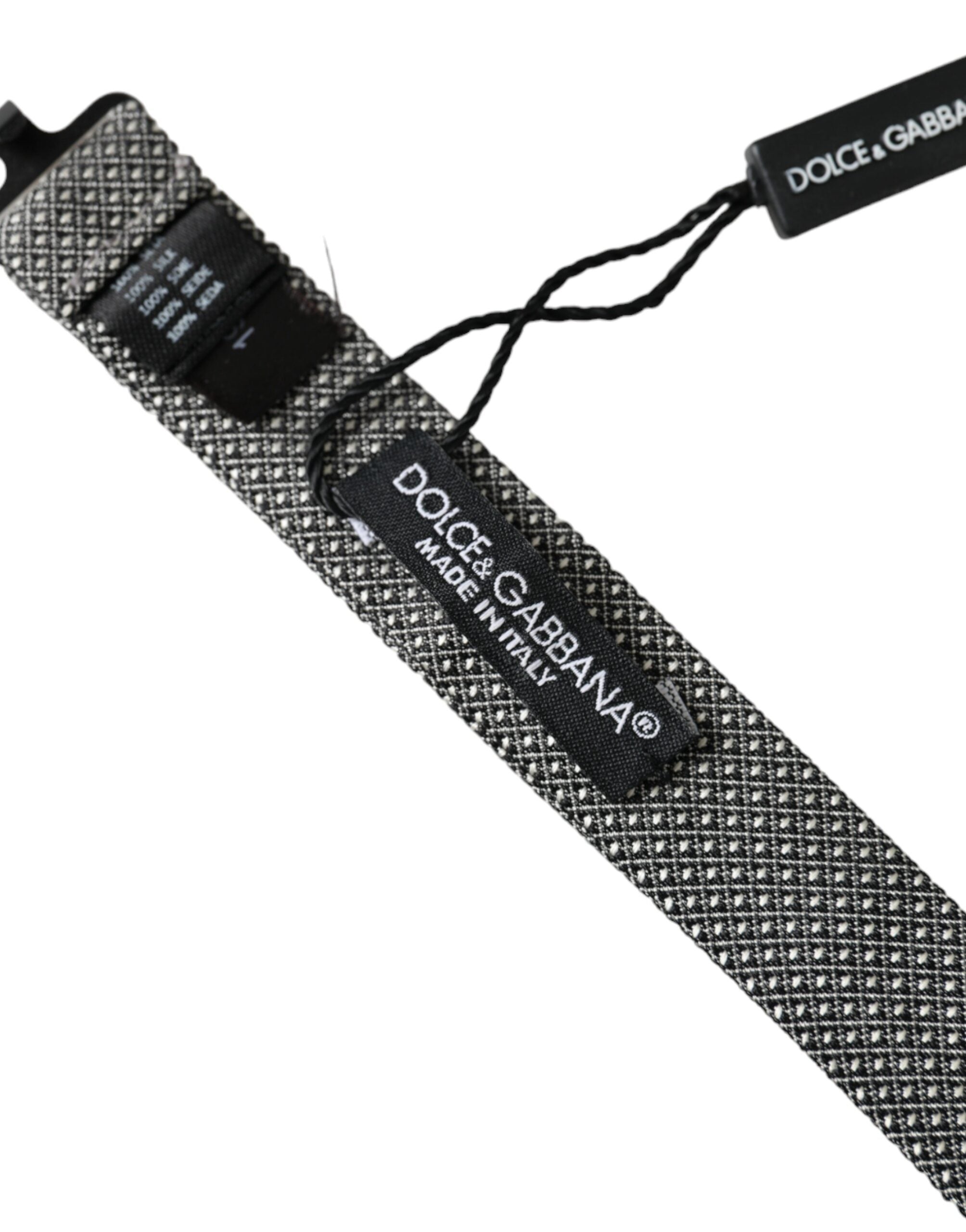 Dolce & Gabbana Dolce & Gabbana Gray Silk Patterned Adjustable Neck Men Papillon Bow Men's Tie