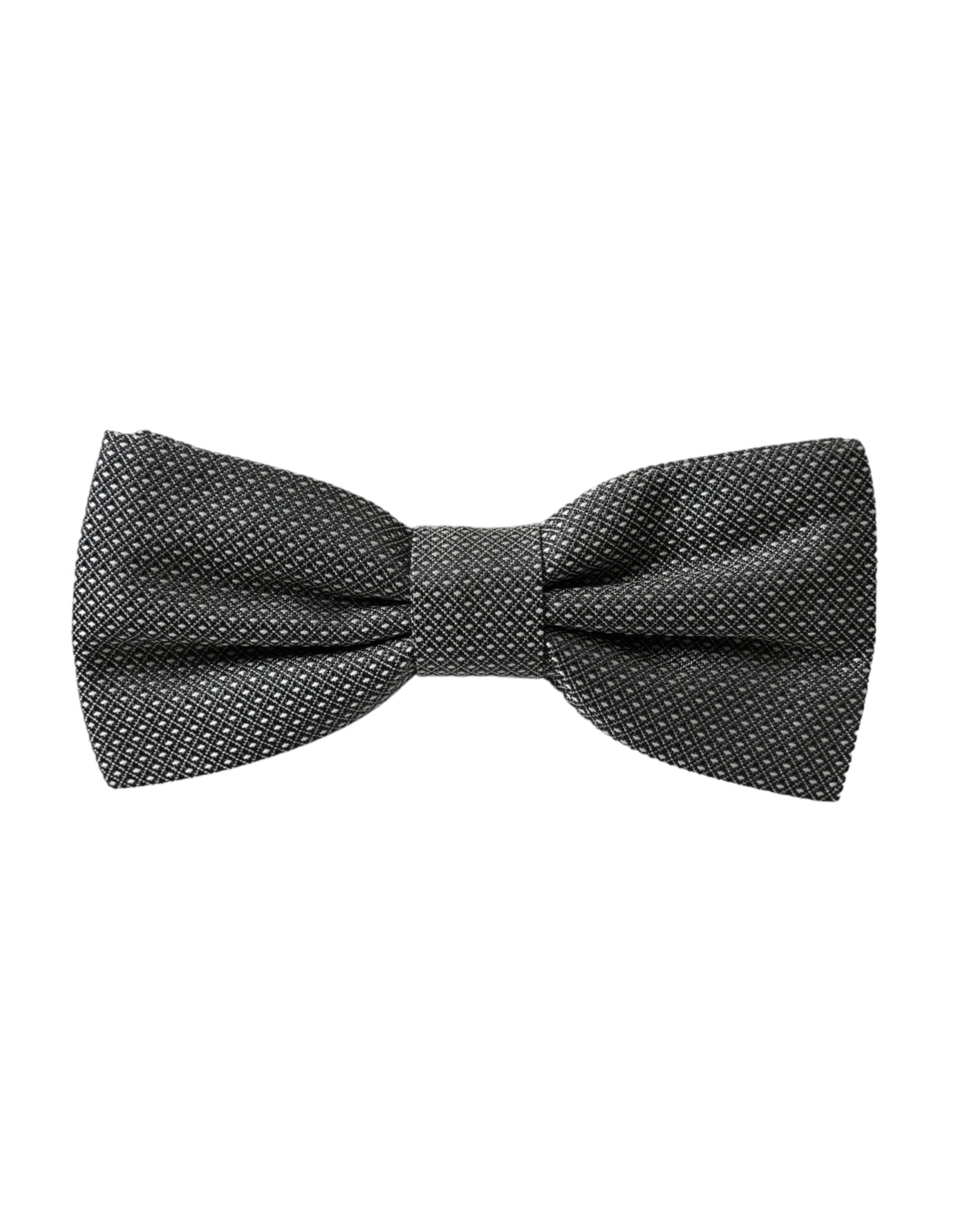 Dolce & Gabbana Dolce & Gabbana Gray Silk Patterned Adjustable Neck Men Papillon Bow Men's Tie