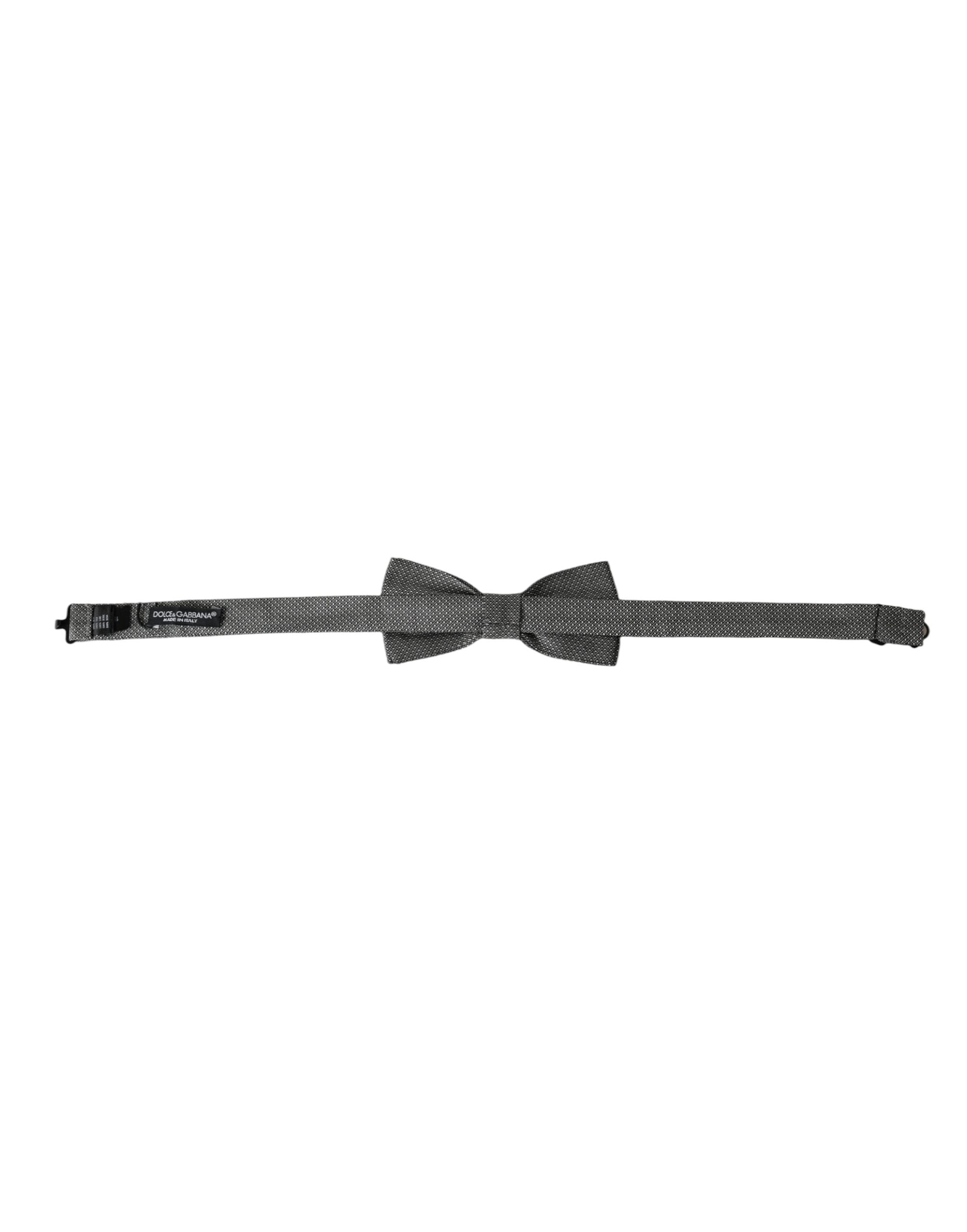 Dolce & Gabbana Dolce & Gabbana Gray Silk Patterned Adjustable Neck Men Papillon Bow Men's Tie