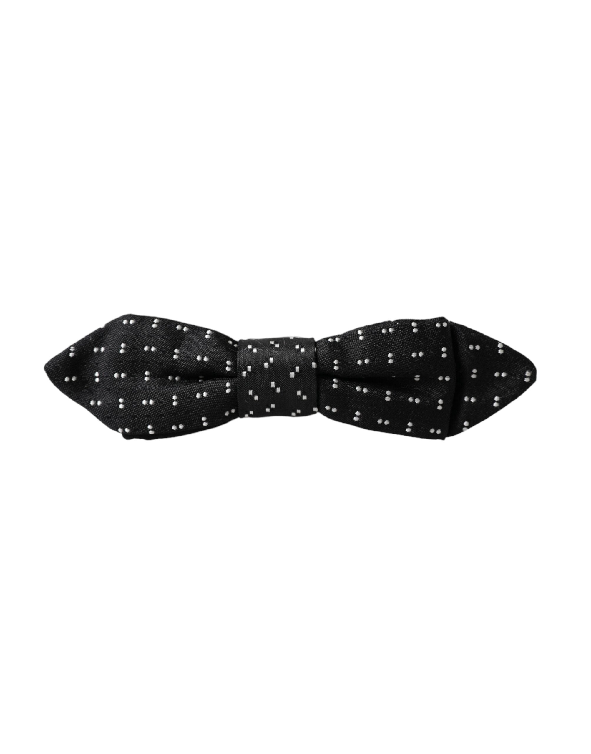 Dolce & Gabbana Dolce & Gabbana Black Silk Patterned Adjustable Neck Men Papillon Bow Men's Tie