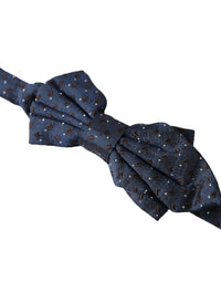 Dolce & Gabbana Dolce & Gabbana Navy Blue Silk Patterned Adjustable Men Papillon Bow Men's Tie