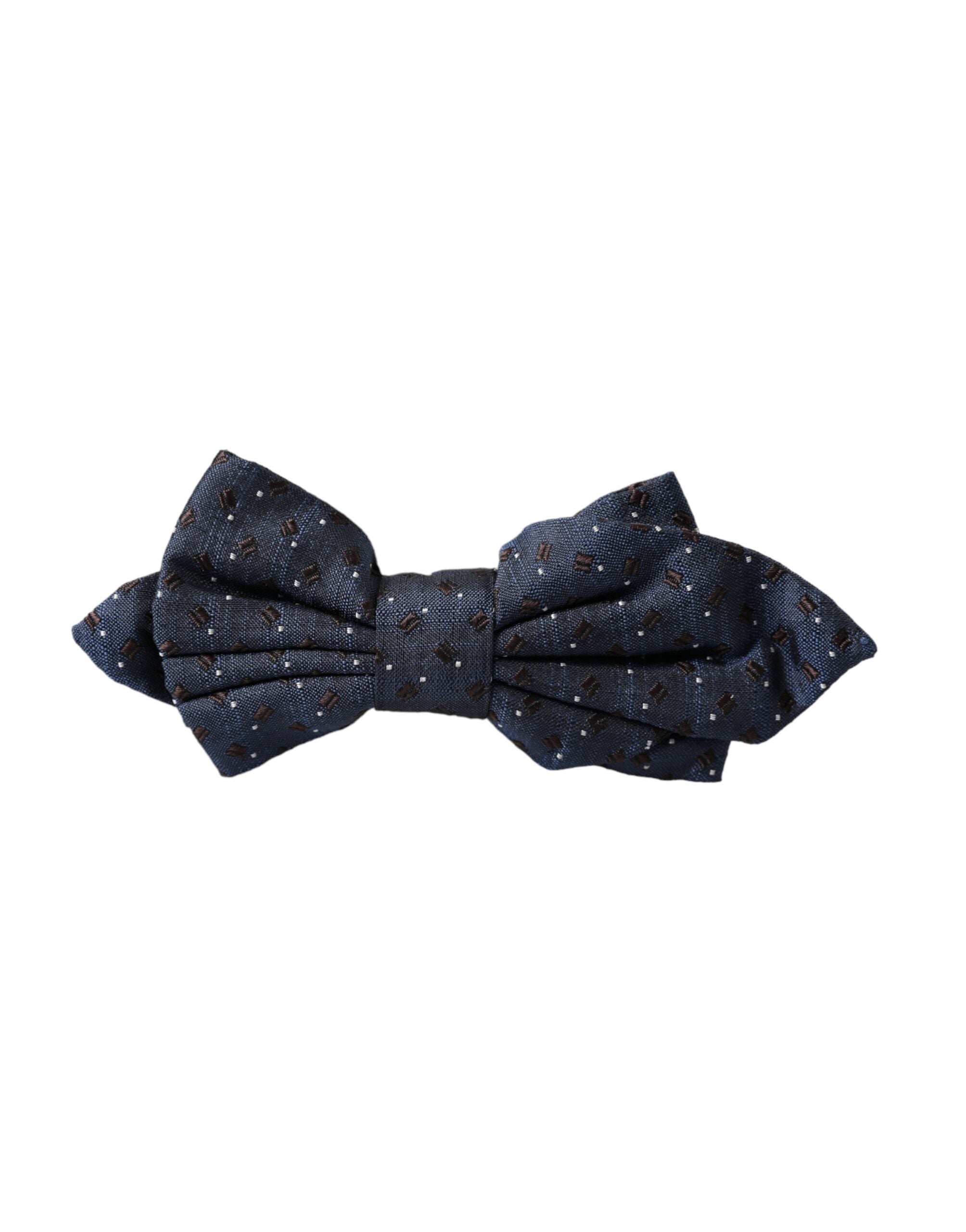 Dolce & Gabbana Dolce & Gabbana Navy Blue Silk Patterned Adjustable Men Papillon Bow Men's Tie