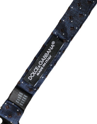 Dolce & Gabbana Dolce & Gabbana Navy Blue Silk Patterned Adjustable Men Papillon Bow Men's Tie