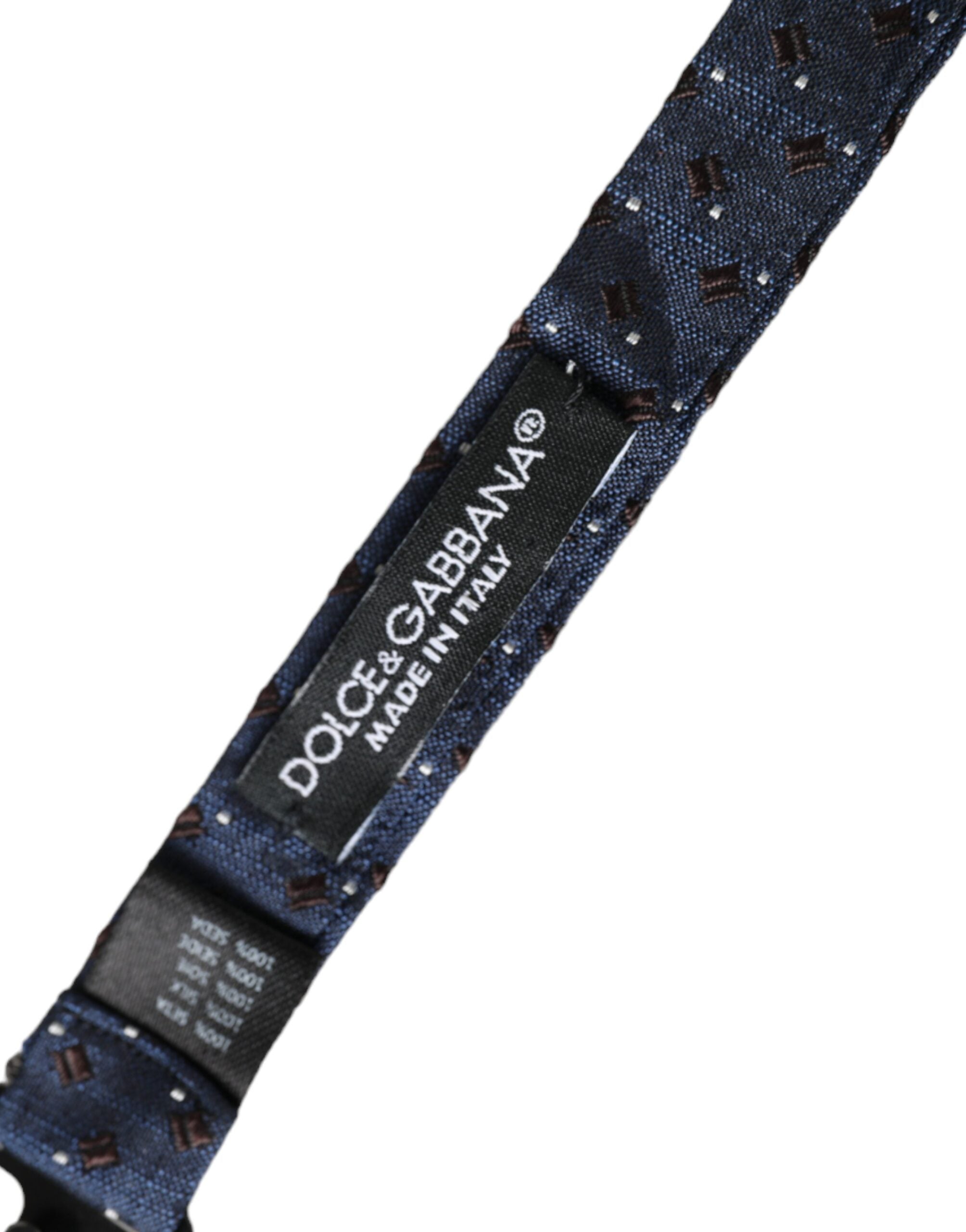Dolce & Gabbana Dolce & Gabbana Navy Blue Silk Patterned Adjustable Men Papillon Bow Men's Tie