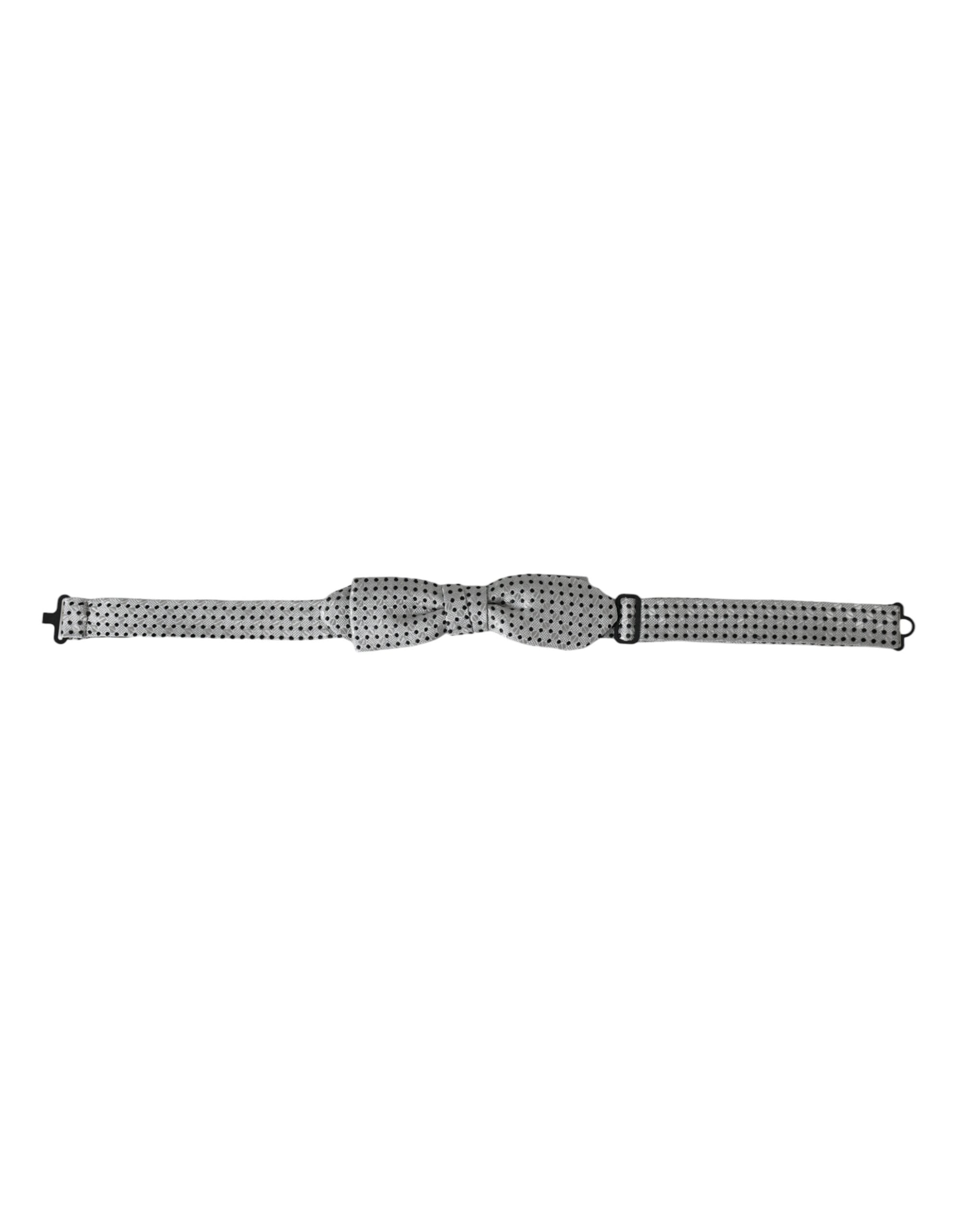 Dolce & Gabbana Dolce & Gabbana Gray Silk Polka Dot Adjustable Neck Men Papillon Bow Men's Tie