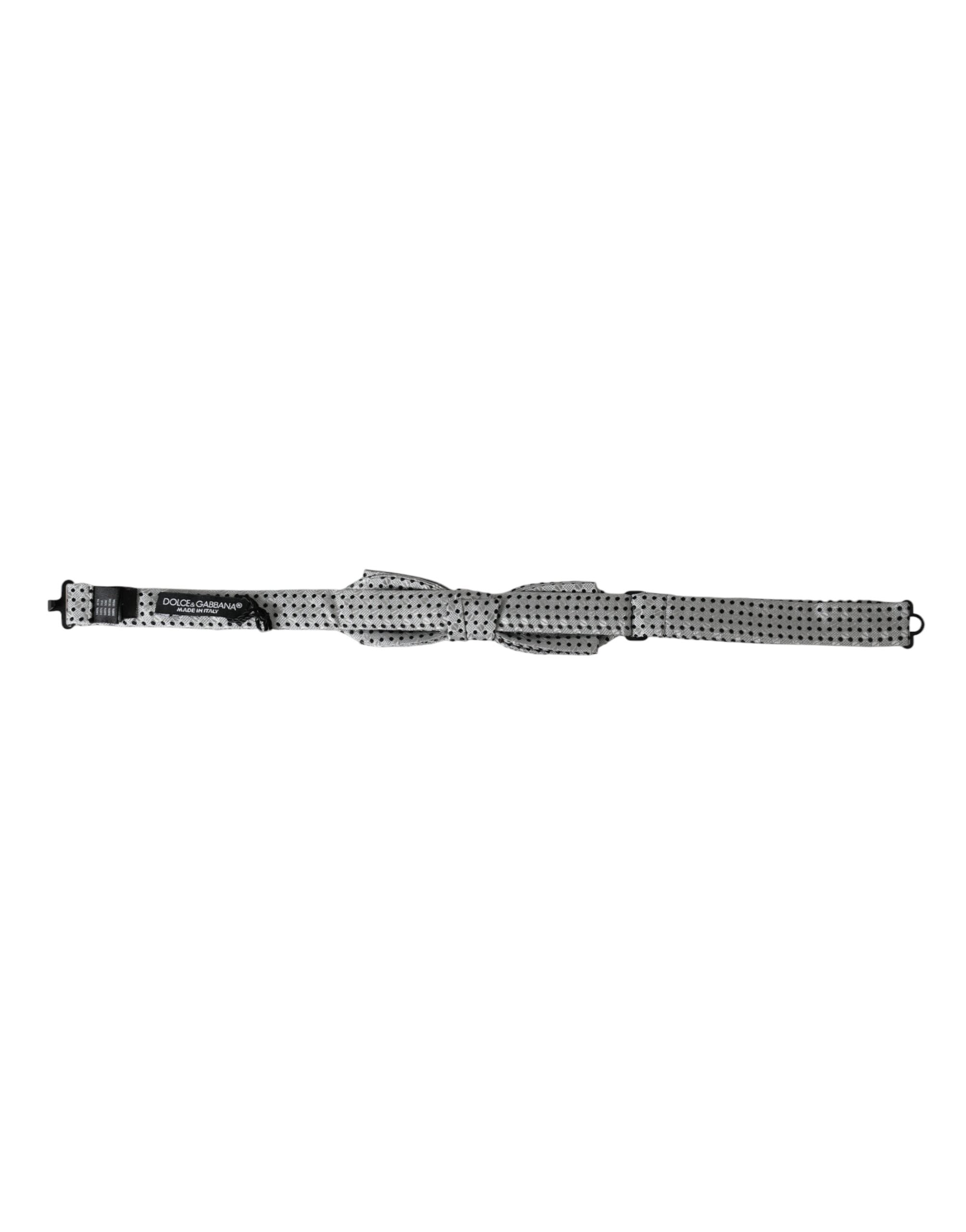 Dolce & Gabbana Dolce & Gabbana Gray Silk Polka Dot Adjustable Neck Men Papillon Bow Men's Tie