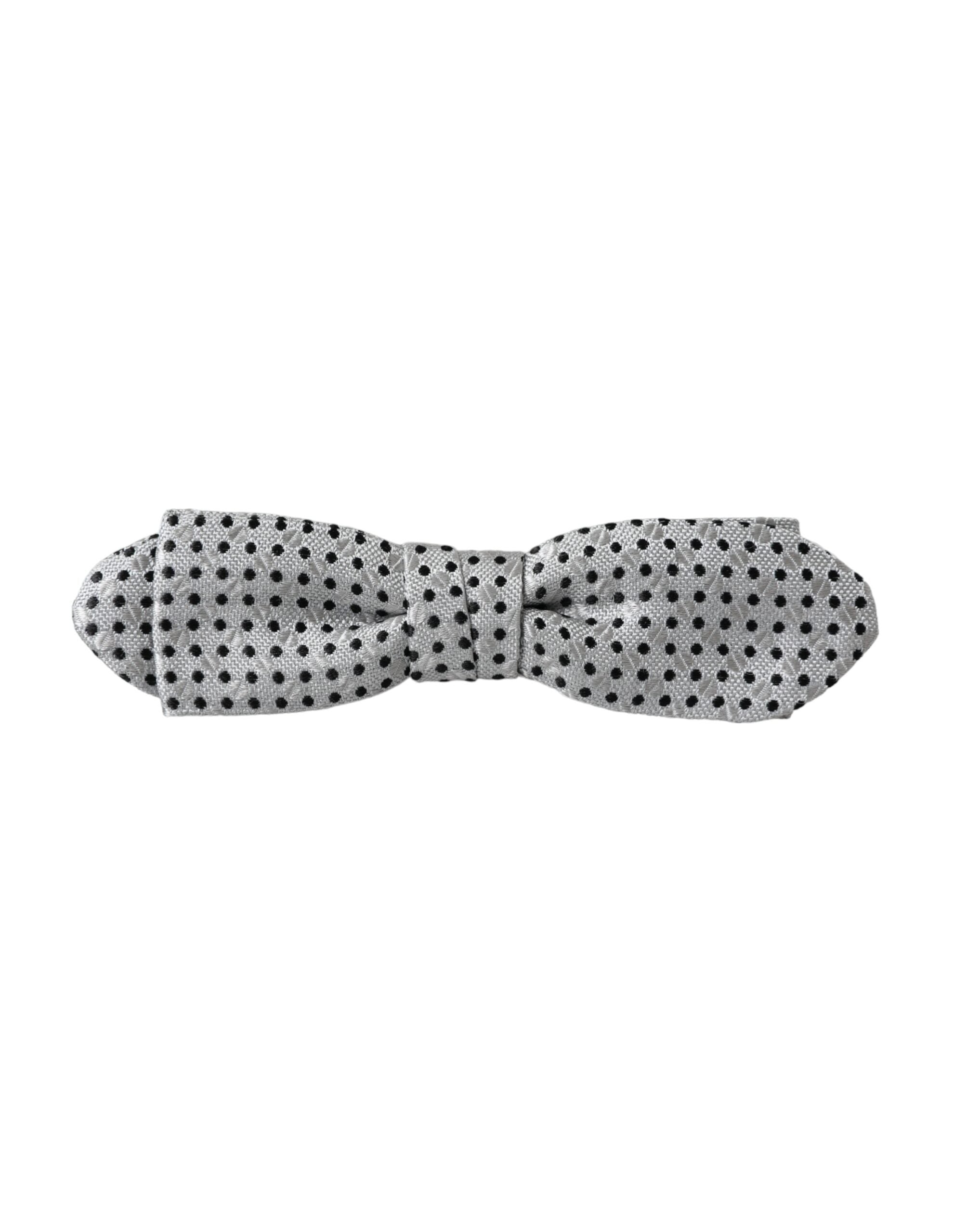 Dolce & Gabbana Dolce & Gabbana Gray Silk Polka Dot Adjustable Neck Men Papillon Bow Men's Tie