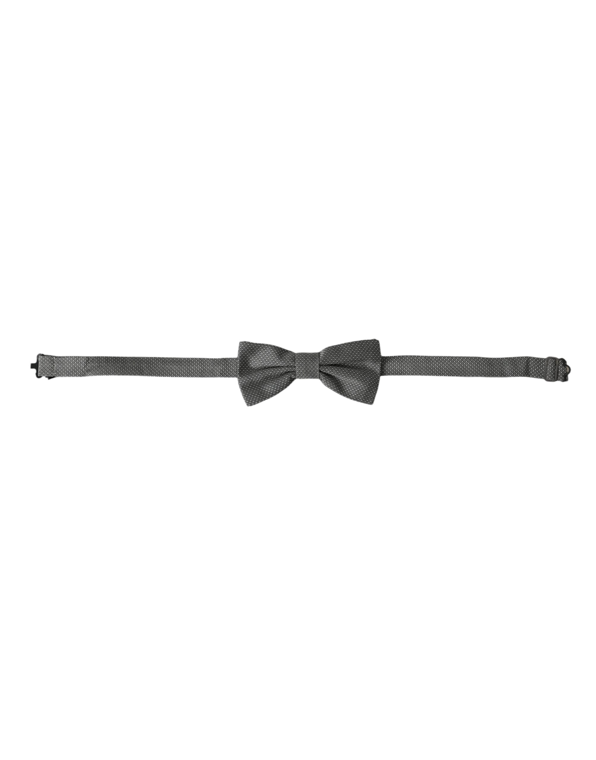 Dolce & Gabbana Dolce & Gabbana Gray Silk Patterned Adjustable Neck Men Bow Men's Tie