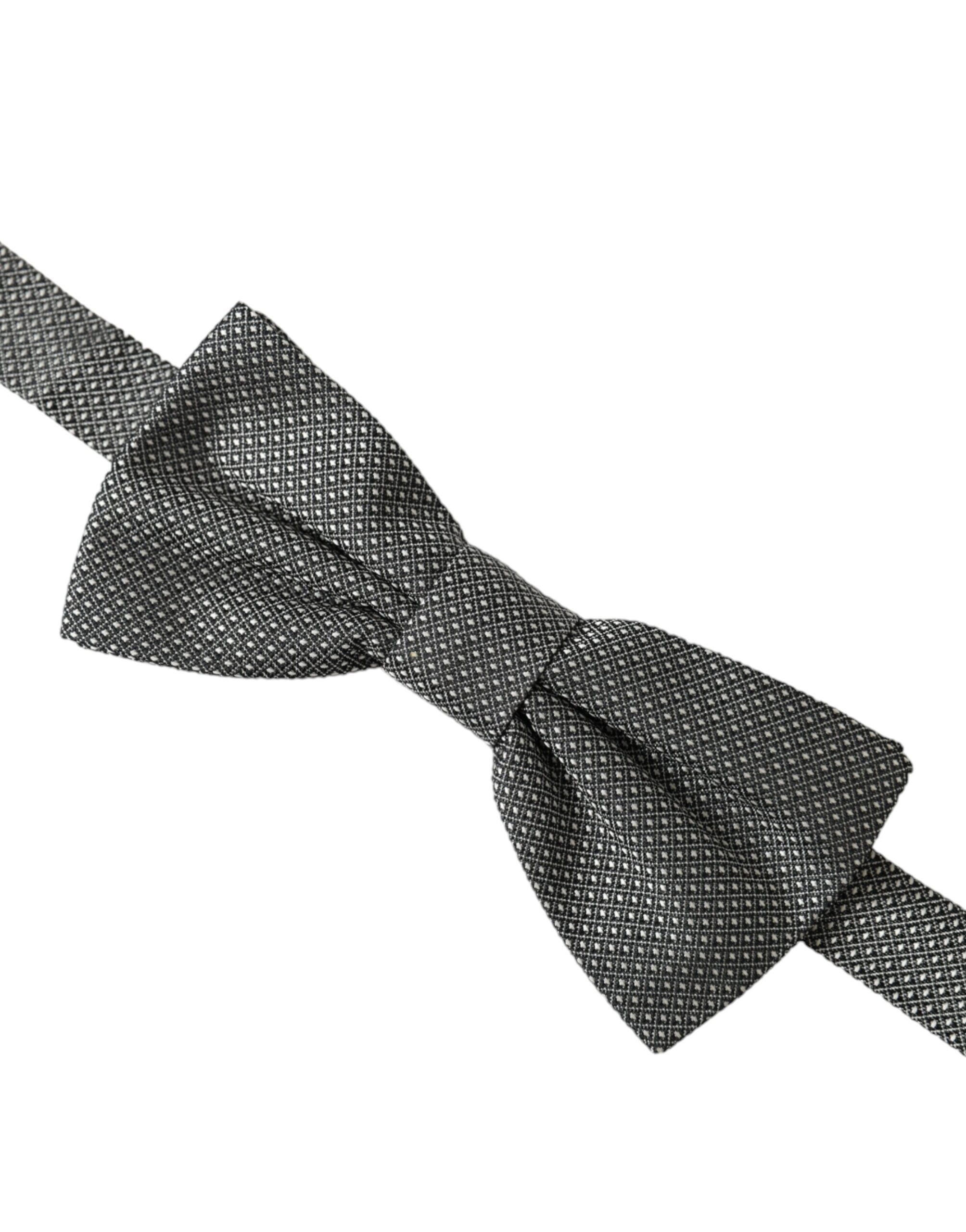 Dolce & Gabbana Dolce & Gabbana Gray Silk Patterned Adjustable Neck Men Bow Men's Tie