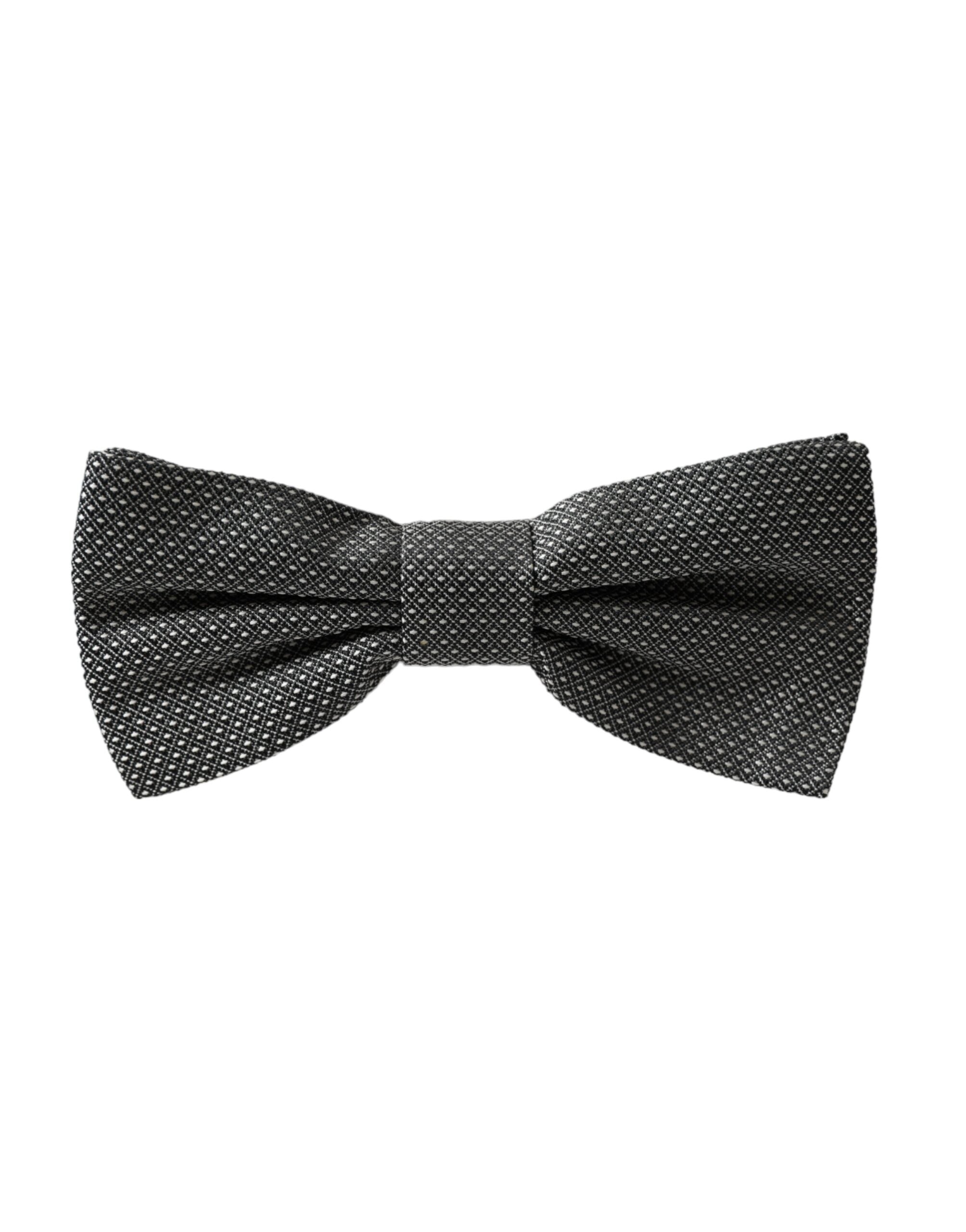 Dolce & Gabbana Dolce & Gabbana Gray Silk Patterned Adjustable Neck Men Bow Men's Tie